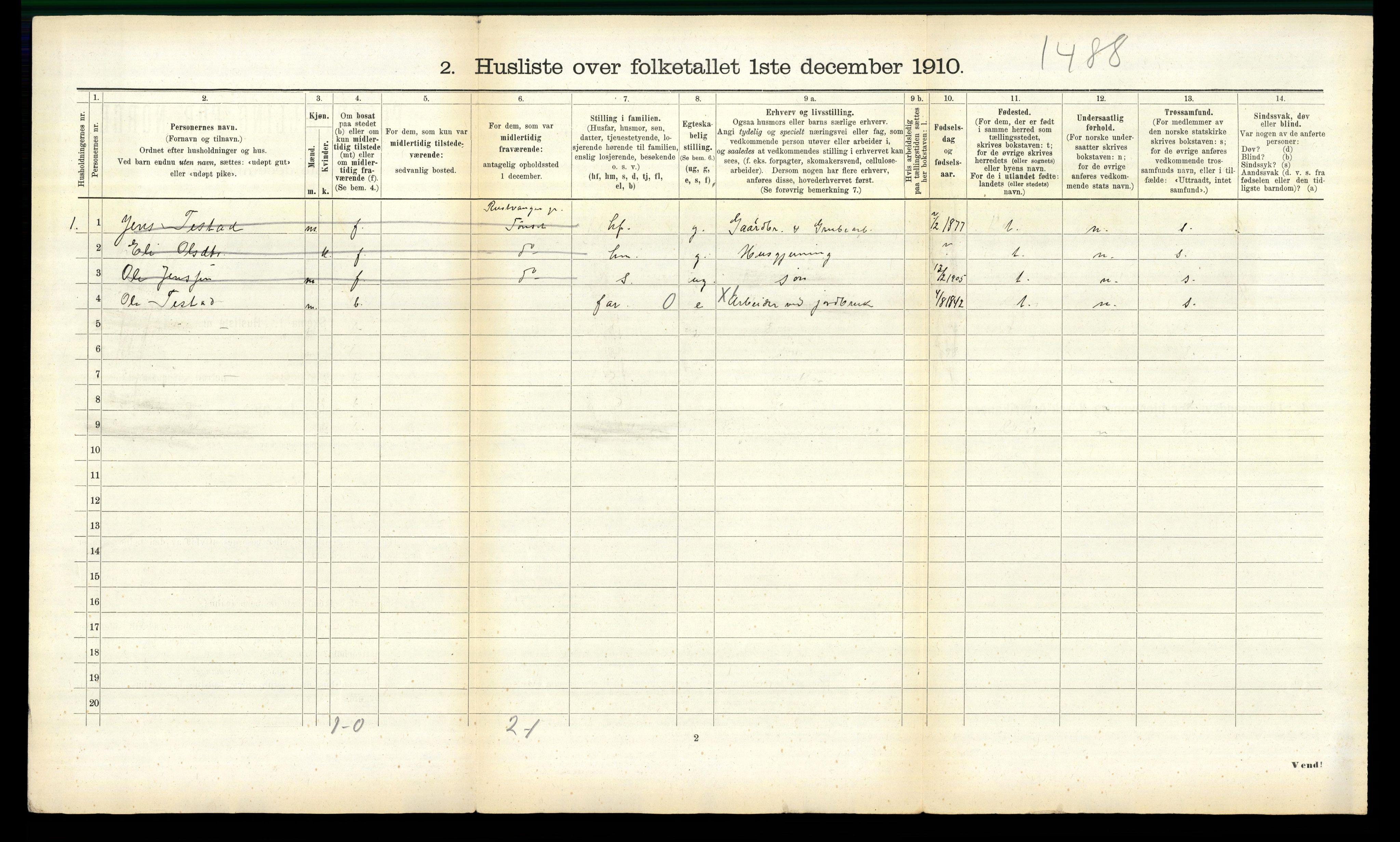 RA, 1910 census for Ålen, 1910, p. 532