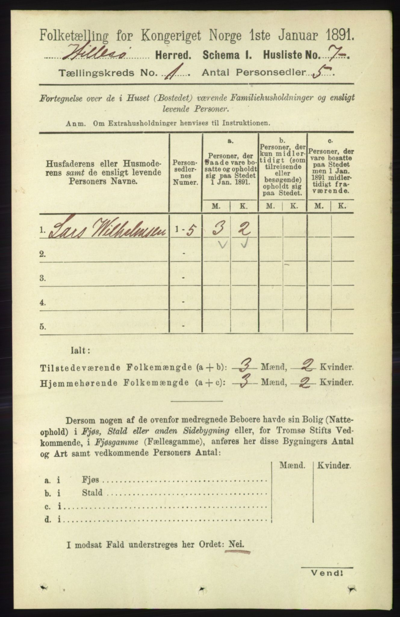 RA, 1891 census for 1930 Hillesøy, 1891, p. 20