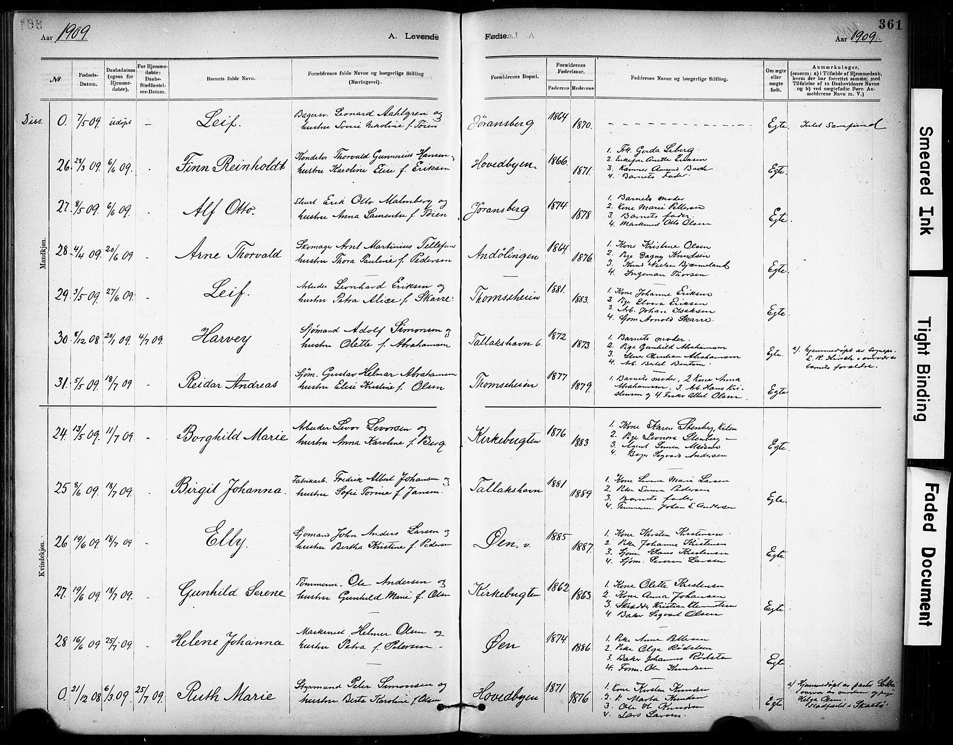 Kragerø kirkebøker, AV/SAKO-A-278/G/Ga/L0007: Parish register (copy) no. 7, 1881-1927, p. 361