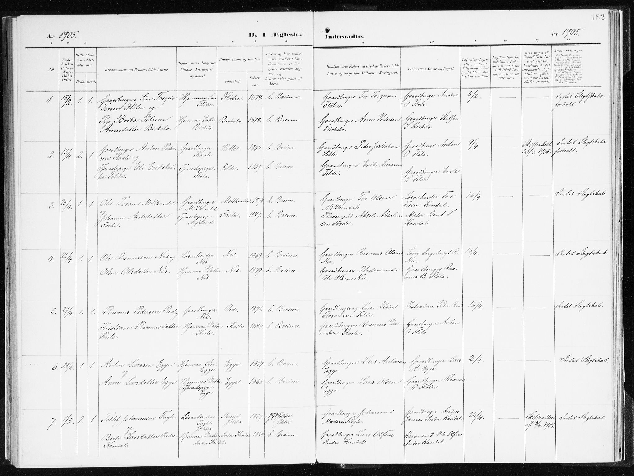 Gloppen sokneprestembete, AV/SAB-A-80101/H/Haa/Haac/L0003: Parish register (official) no. C 3, 1904-1921, p. 182