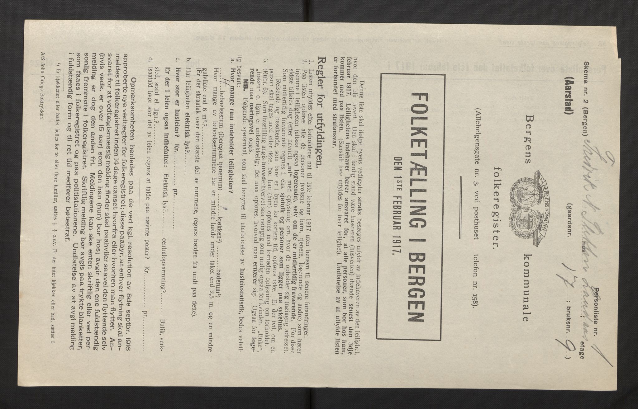 SAB, Municipal Census 1917 for Bergen, 1917, p. 53313