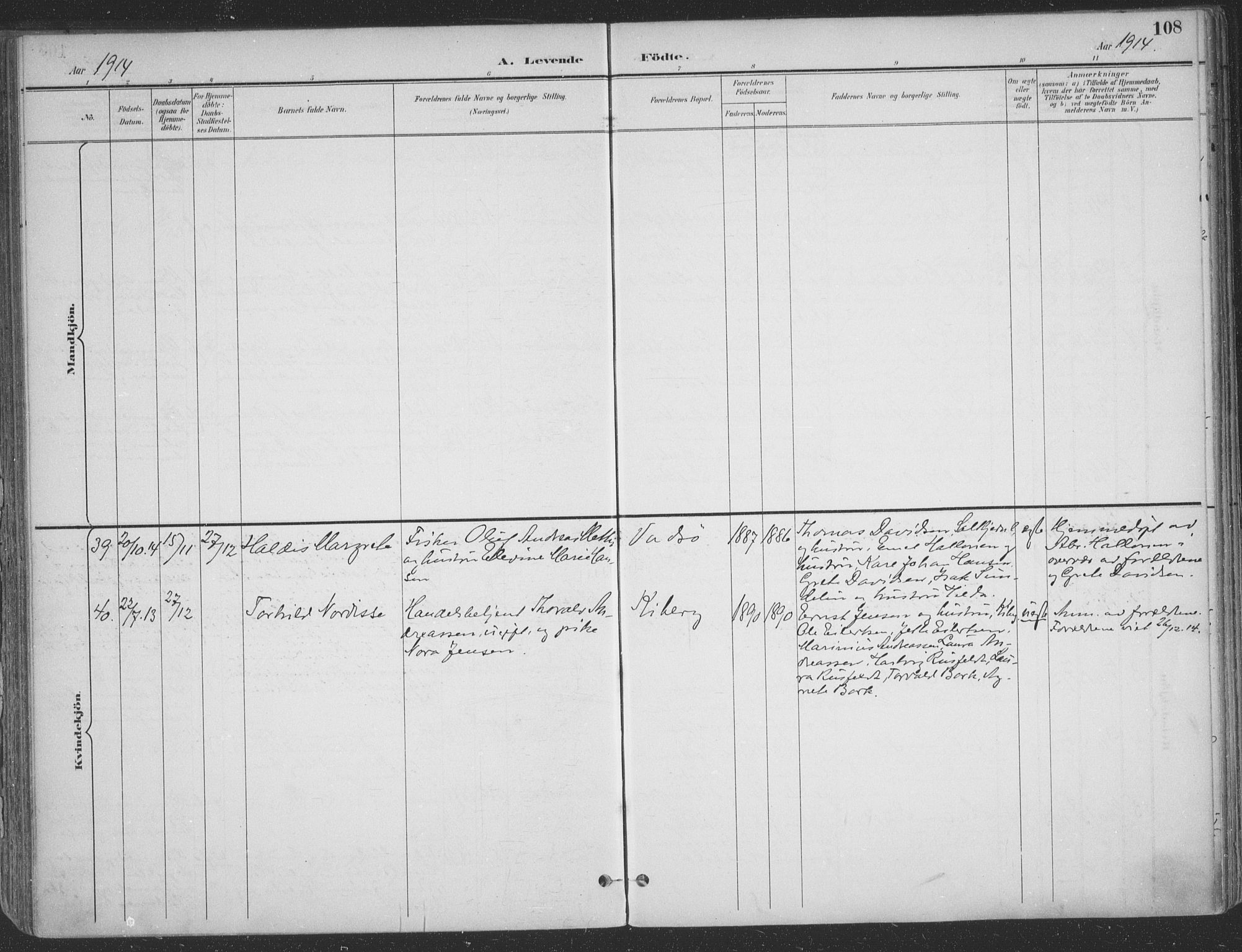 Vadsø sokneprestkontor, SATØ/S-1325/H/Ha/L0007kirke: Parish register (official) no. 7, 1896-1916, p. 108