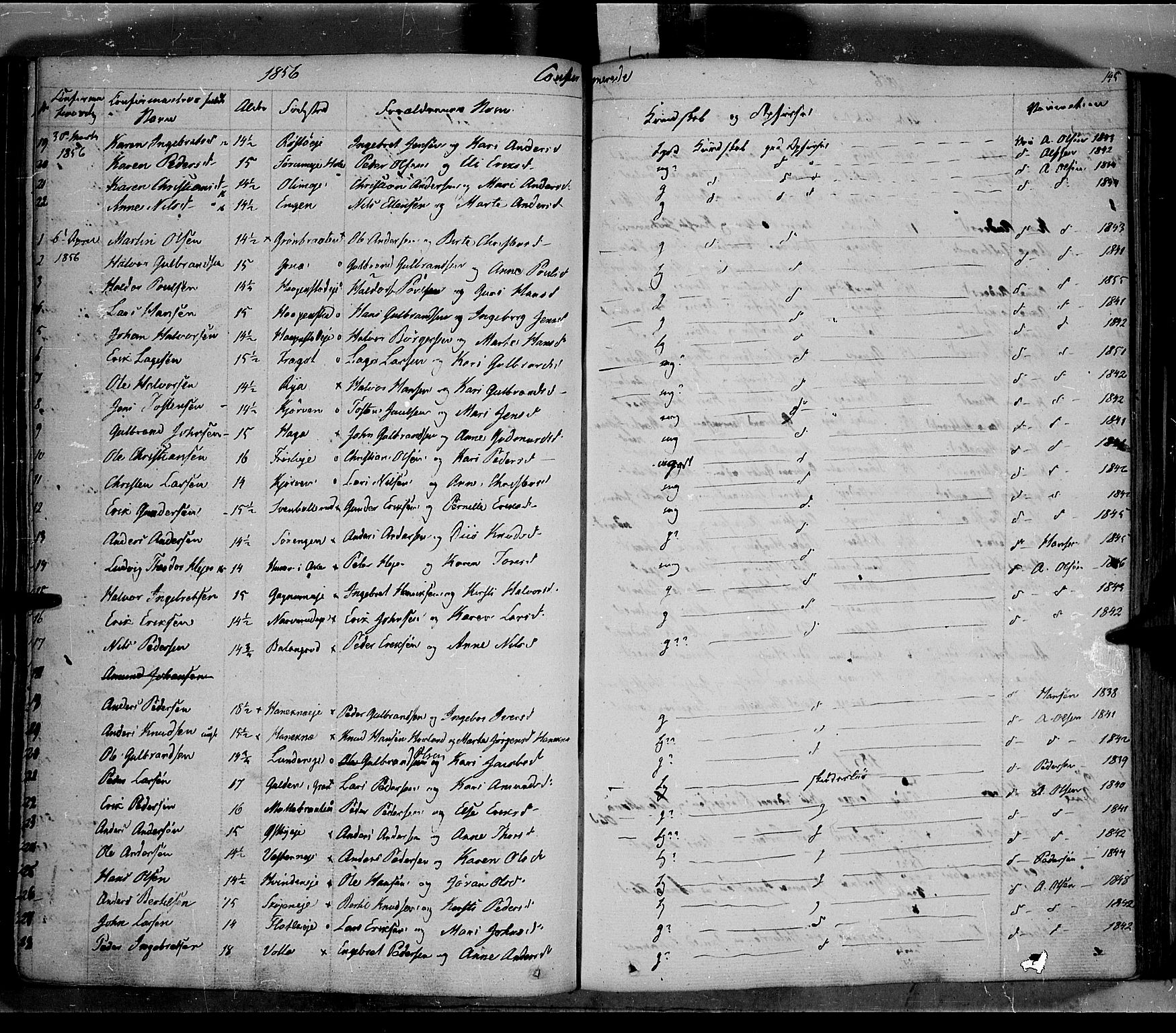 Jevnaker prestekontor, SAH/PREST-116/H/Ha/Haa/L0006: Parish register (official) no. 6, 1837-1857, p. 145