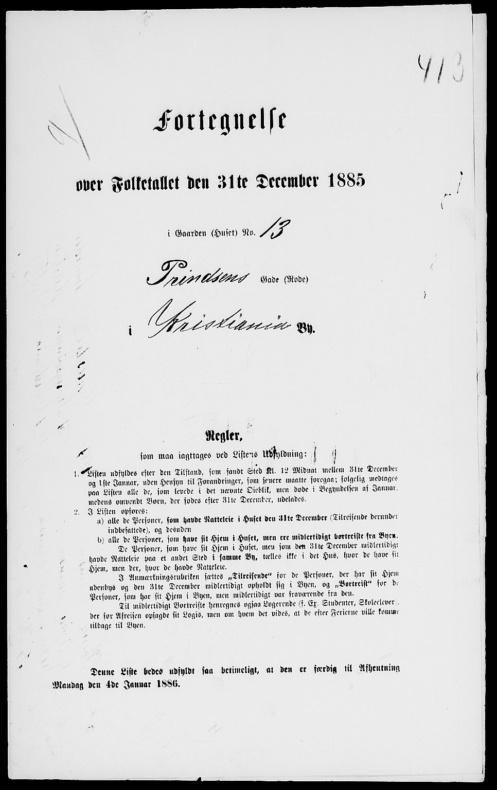 RA, 1885 census for 0301 Kristiania, 1885, p. 1495