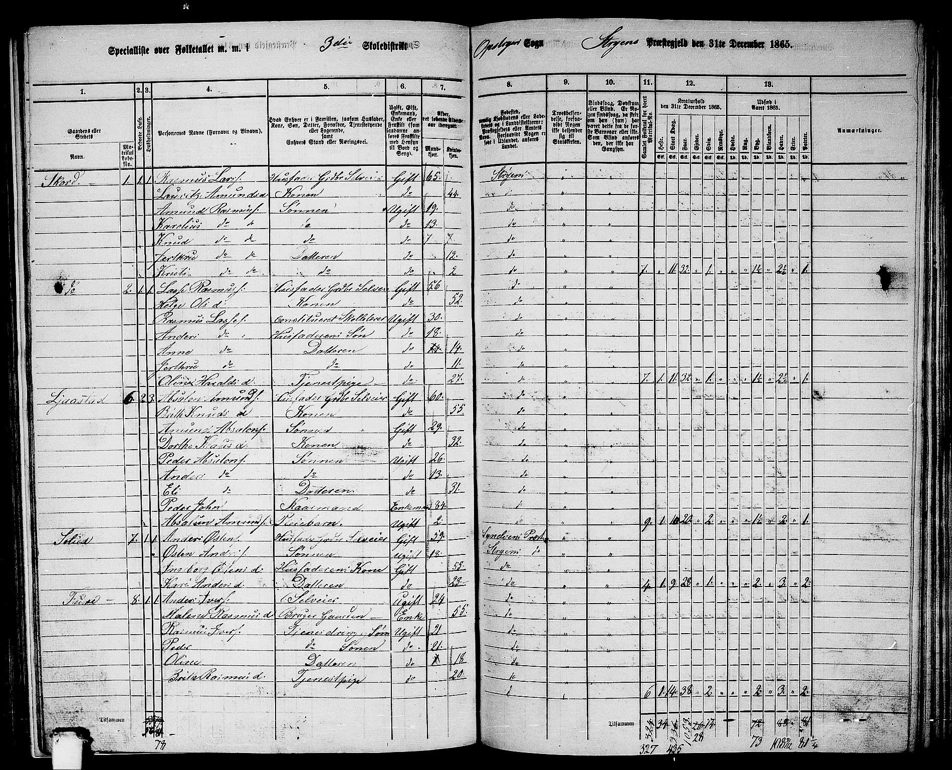 RA, 1865 census for Stryn, 1865, p. 16