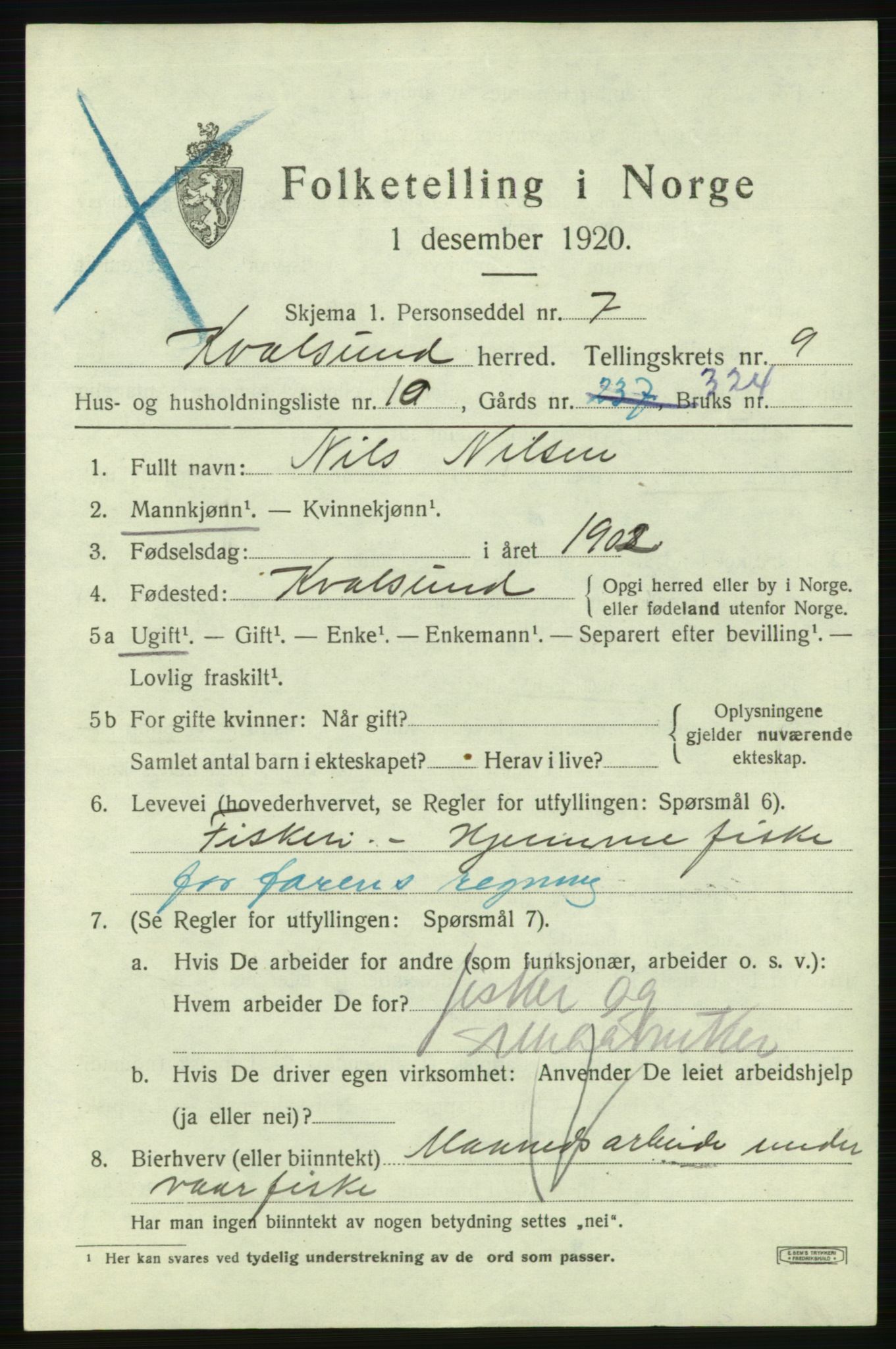 SATØ, 1920 census for , 1920, p. 2882