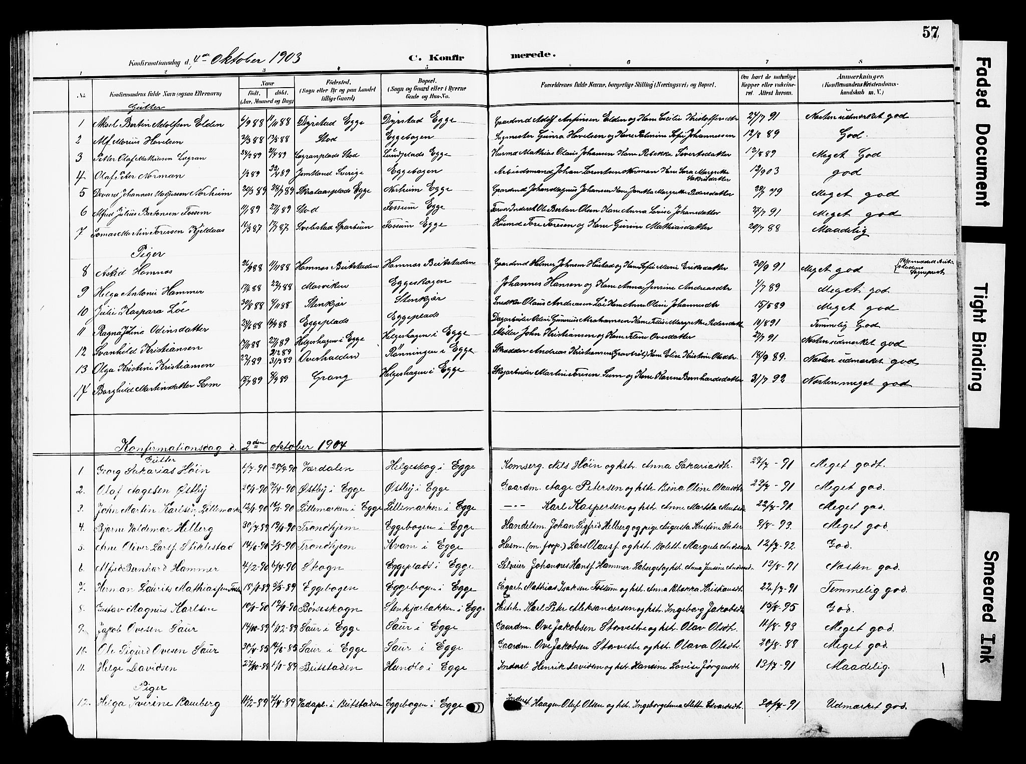 Ministerialprotokoller, klokkerbøker og fødselsregistre - Nord-Trøndelag, SAT/A-1458/740/L0381: Parish register (copy) no. 740C02, 1903-1914, p. 57