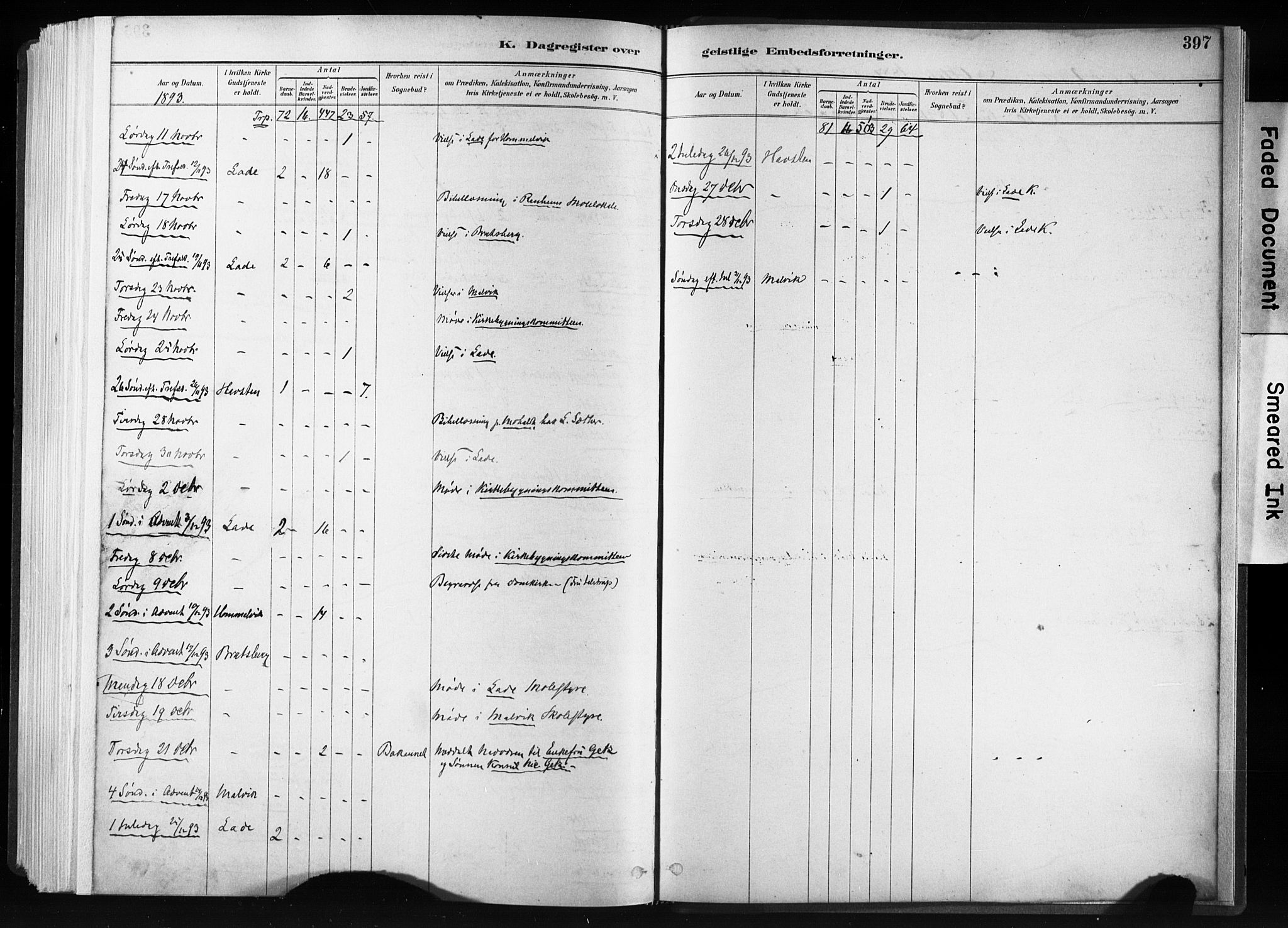 Ministerialprotokoller, klokkerbøker og fødselsregistre - Sør-Trøndelag, AV/SAT-A-1456/606/L0300: Parish register (official) no. 606A15, 1886-1893, p. 397