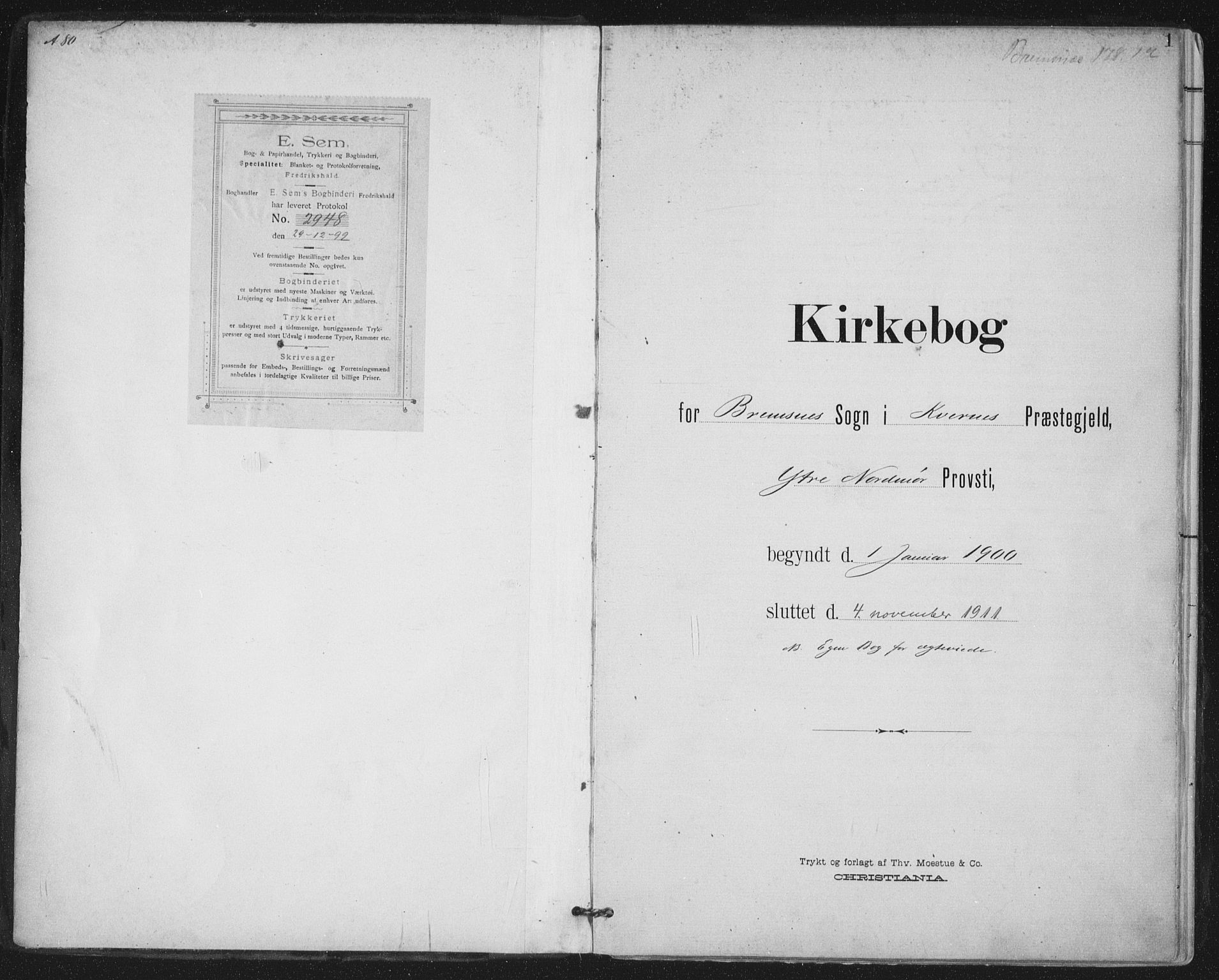 Ministerialprotokoller, klokkerbøker og fødselsregistre - Møre og Romsdal, SAT/A-1454/569/L0820: Parish register (official) no. 569A06, 1900-1911, p. 1