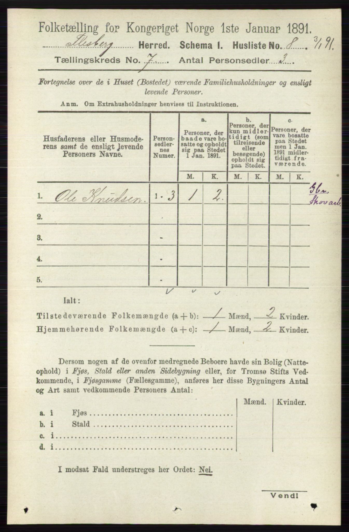 RA, 1891 census for 0631 Flesberg, 1891, p. 1142