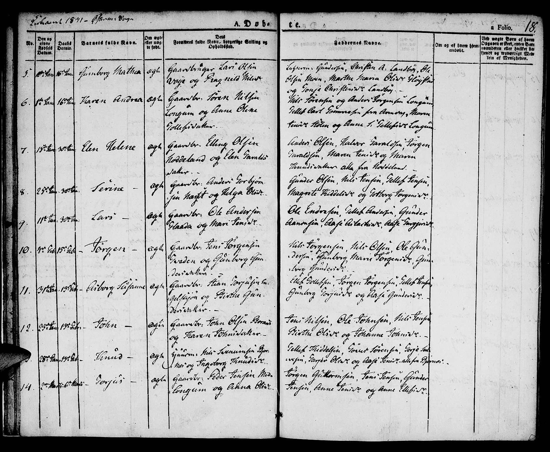 Austre Moland sokneprestkontor, SAK/1111-0001/F/Fa/Faa/L0005: Parish register (official) no. A 5, 1825-1837, p. 18