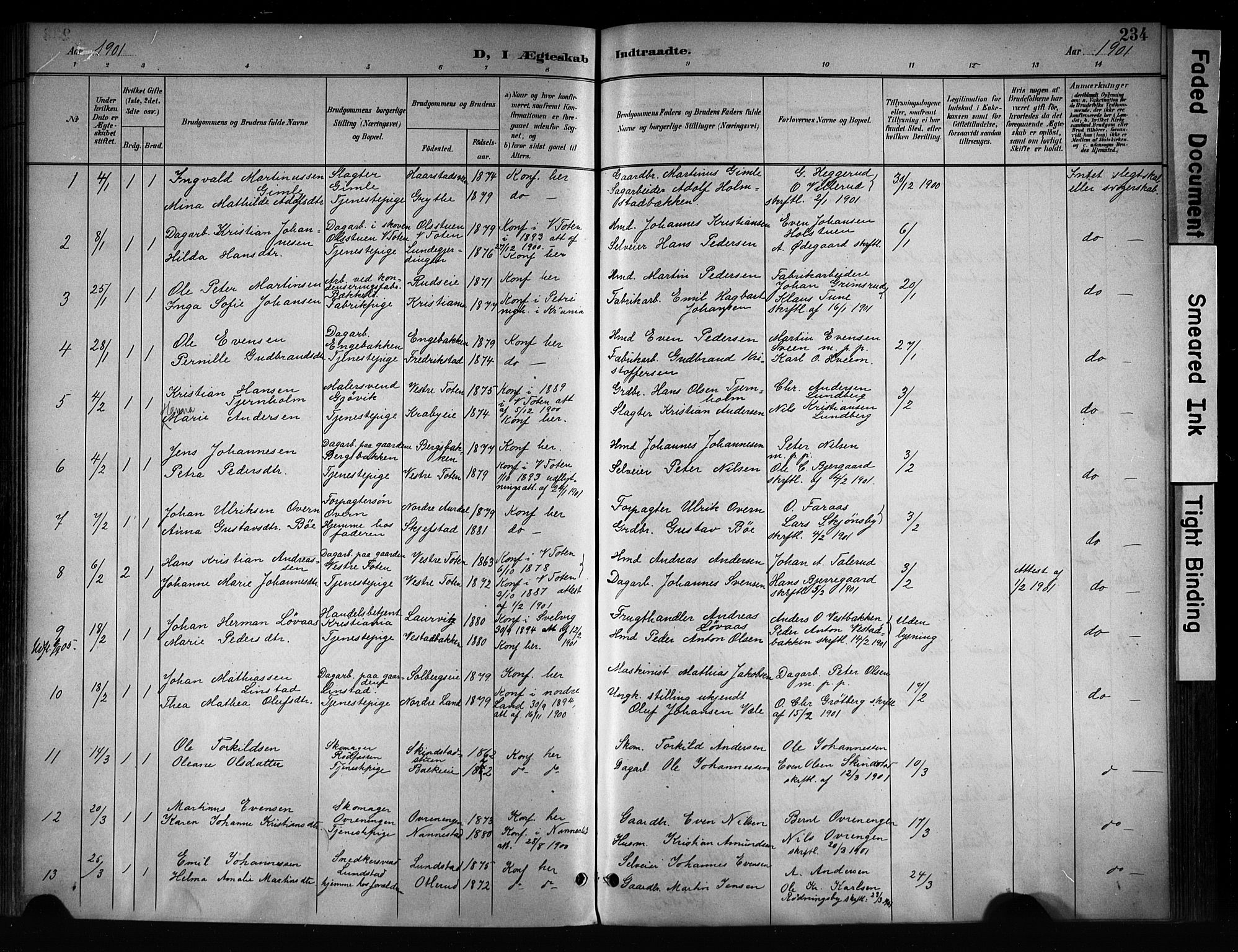 Østre Toten prestekontor, AV/SAH-PREST-104/H/Ha/Haa/L0008: Parish register (official) no. 8, 1897-1909, p. 234