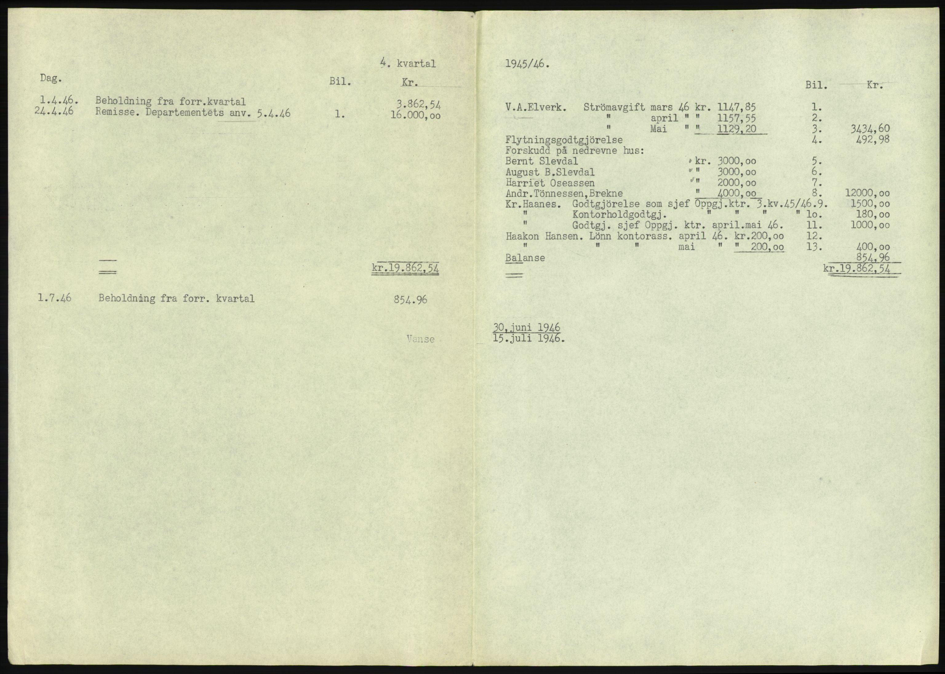 Forsvarsdepartementet, 10. kontor / Oppgjørskontoret, AV/RA-RAFA-1225/D/Db/L0180: Lista oppgjørskontor, 1942-1952, p. 5