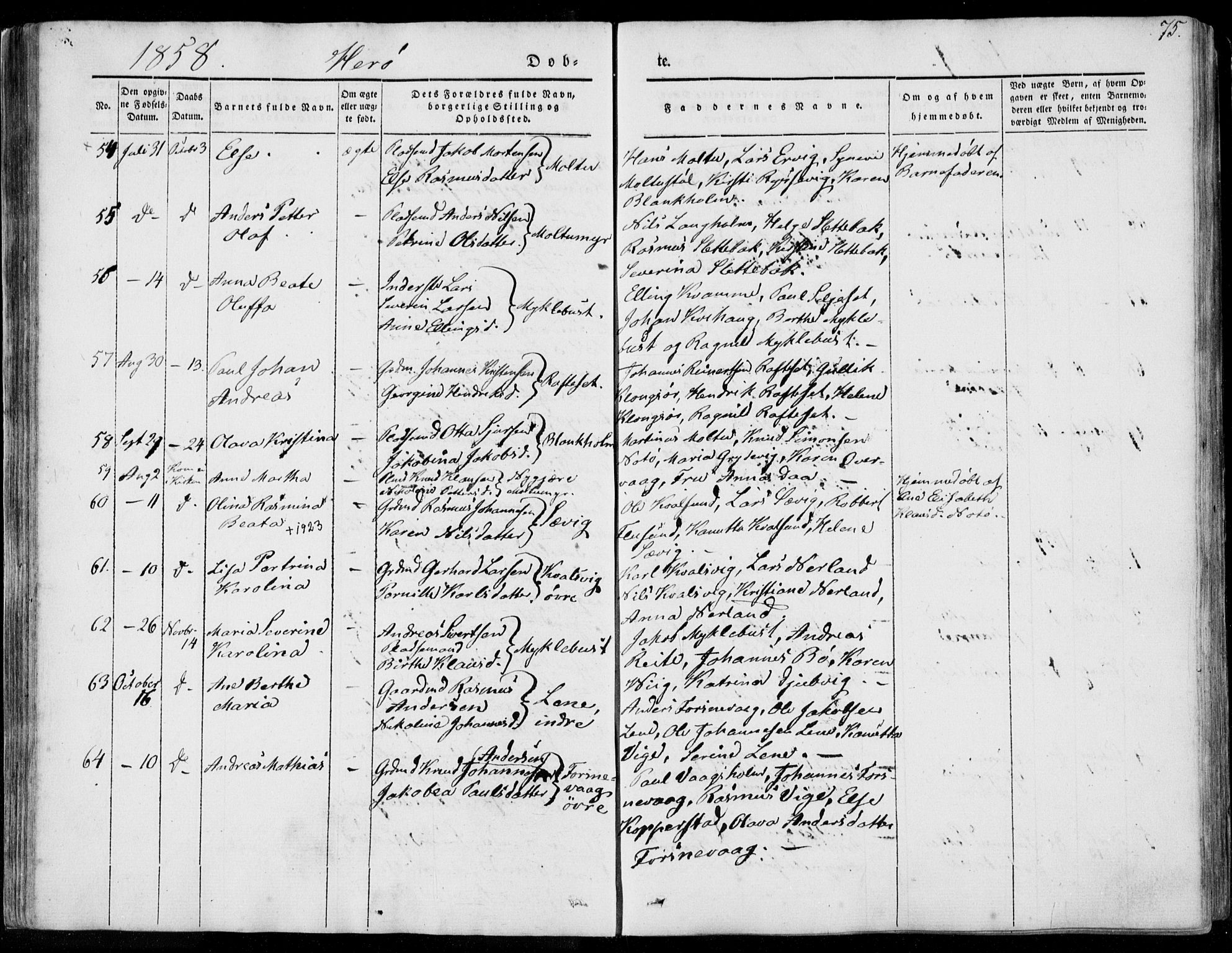 Ministerialprotokoller, klokkerbøker og fødselsregistre - Møre og Romsdal, AV/SAT-A-1454/507/L0070: Parish register (official) no. 507A05, 1842-1873, p. 75