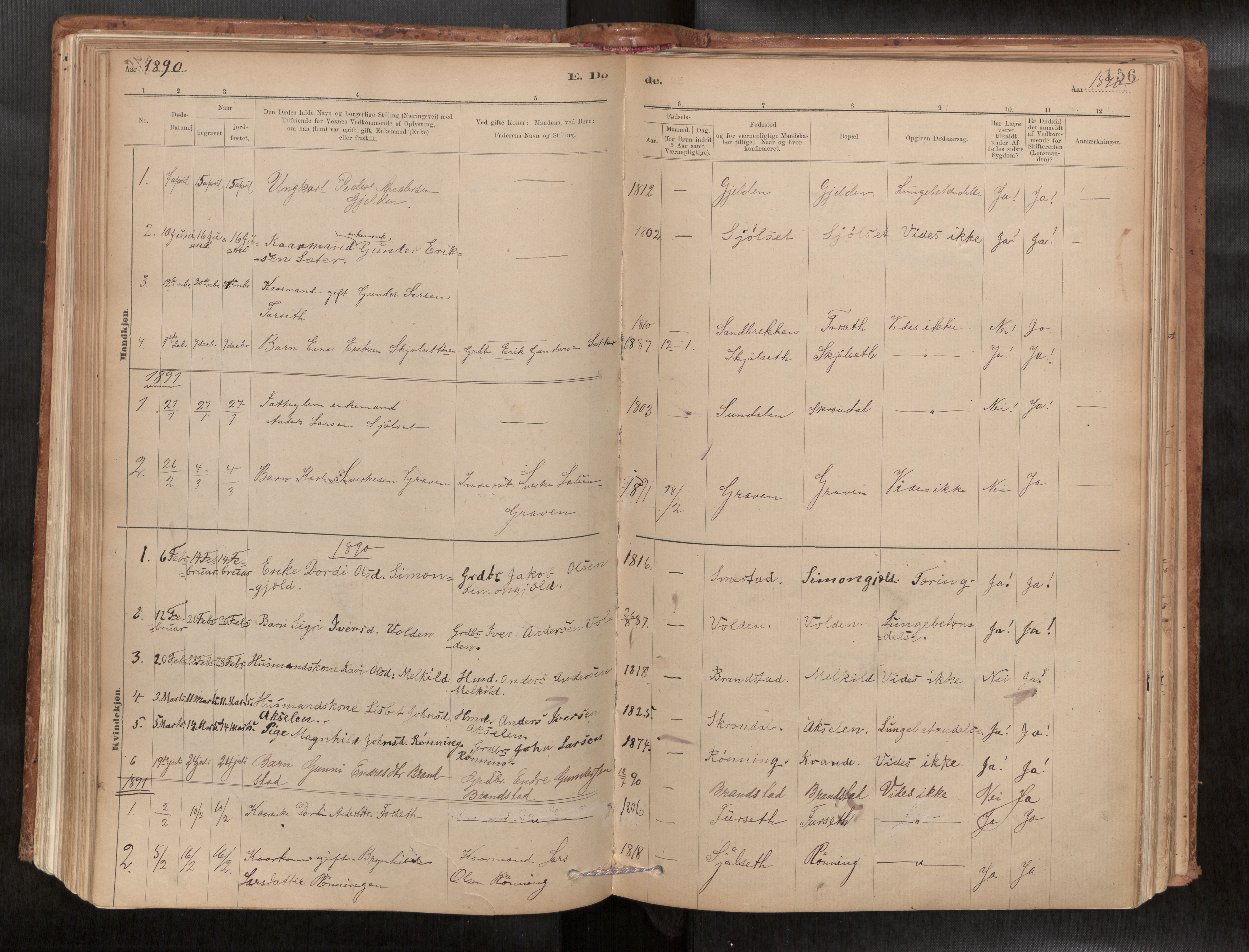 Ministerialprotokoller, klokkerbøker og fødselsregistre - Møre og Romsdal, SAT/A-1454/588/L1006: Parish register (official) no. 588A03, 1886-1912, p. 156