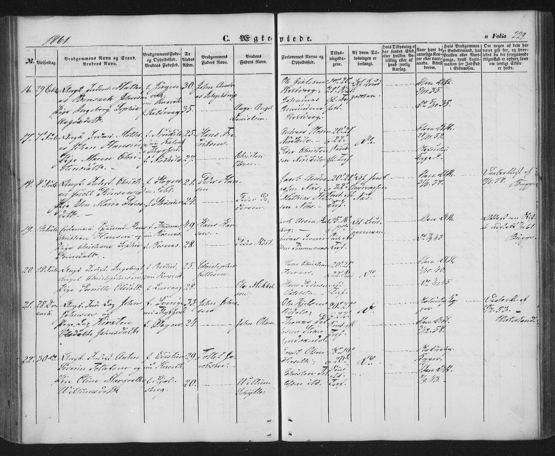 Ministerialprotokoller, klokkerbøker og fødselsregistre - Nordland, SAT/A-1459/859/L0844: Parish register (official) no. 859A04, 1849-1862, p. 229
