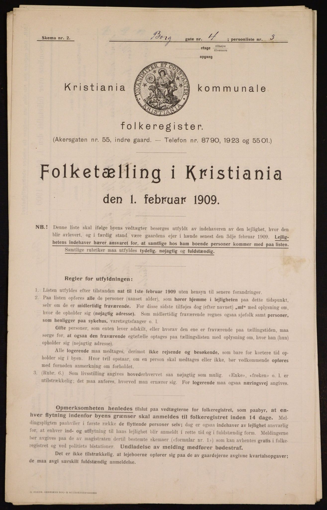 OBA, Municipal Census 1909 for Kristiania, 1909, p. 7216