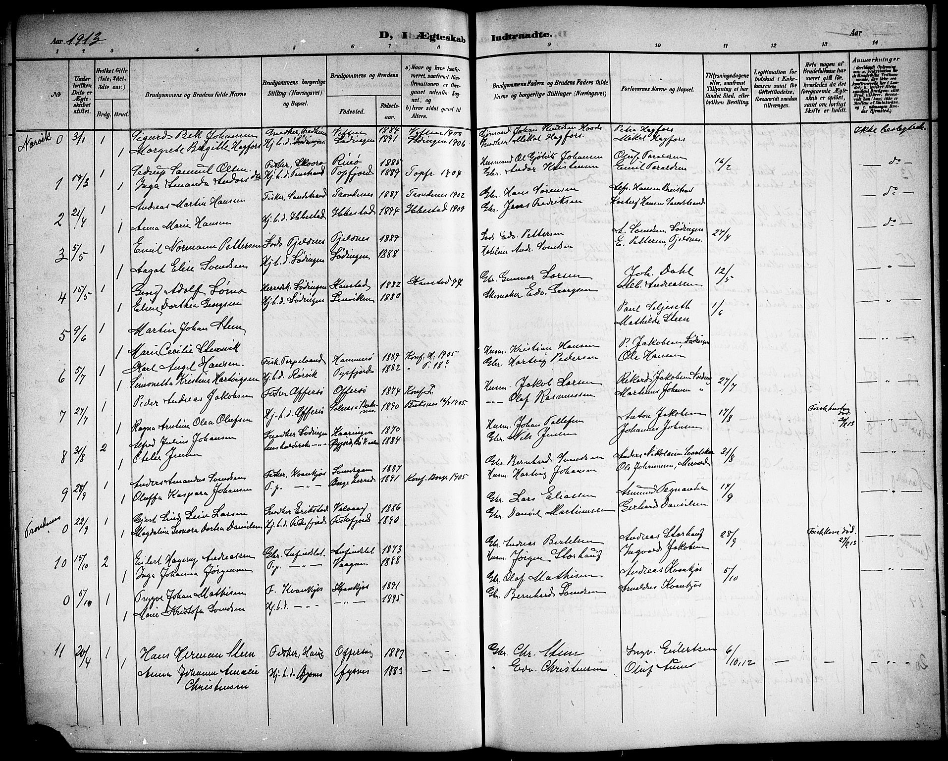 Ministerialprotokoller, klokkerbøker og fødselsregistre - Nordland, AV/SAT-A-1459/872/L1048: Parish register (copy) no. 872C04, 1898-1919