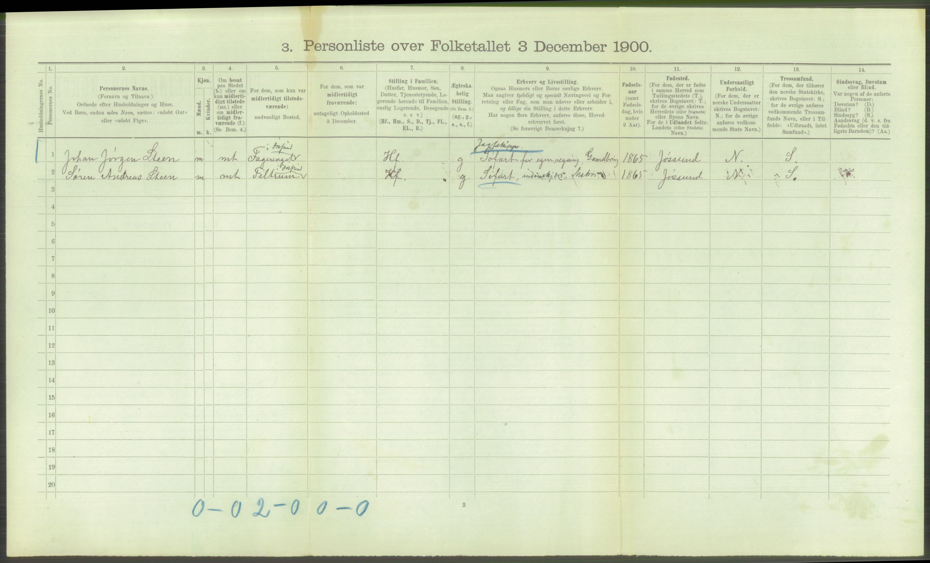 RA, 1900 Census - ship lists from ships in Norwegian harbours, harbours abroad and at sea, 1900, p. 3544