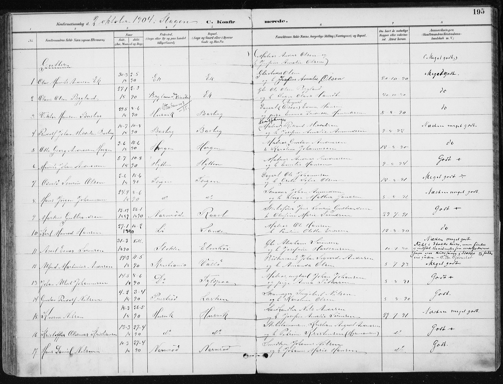 Sem kirkebøker, AV/SAKO-A-5/F/Fb/L0005: Parish register (official) no. II 5, 1892-1904, p. 195