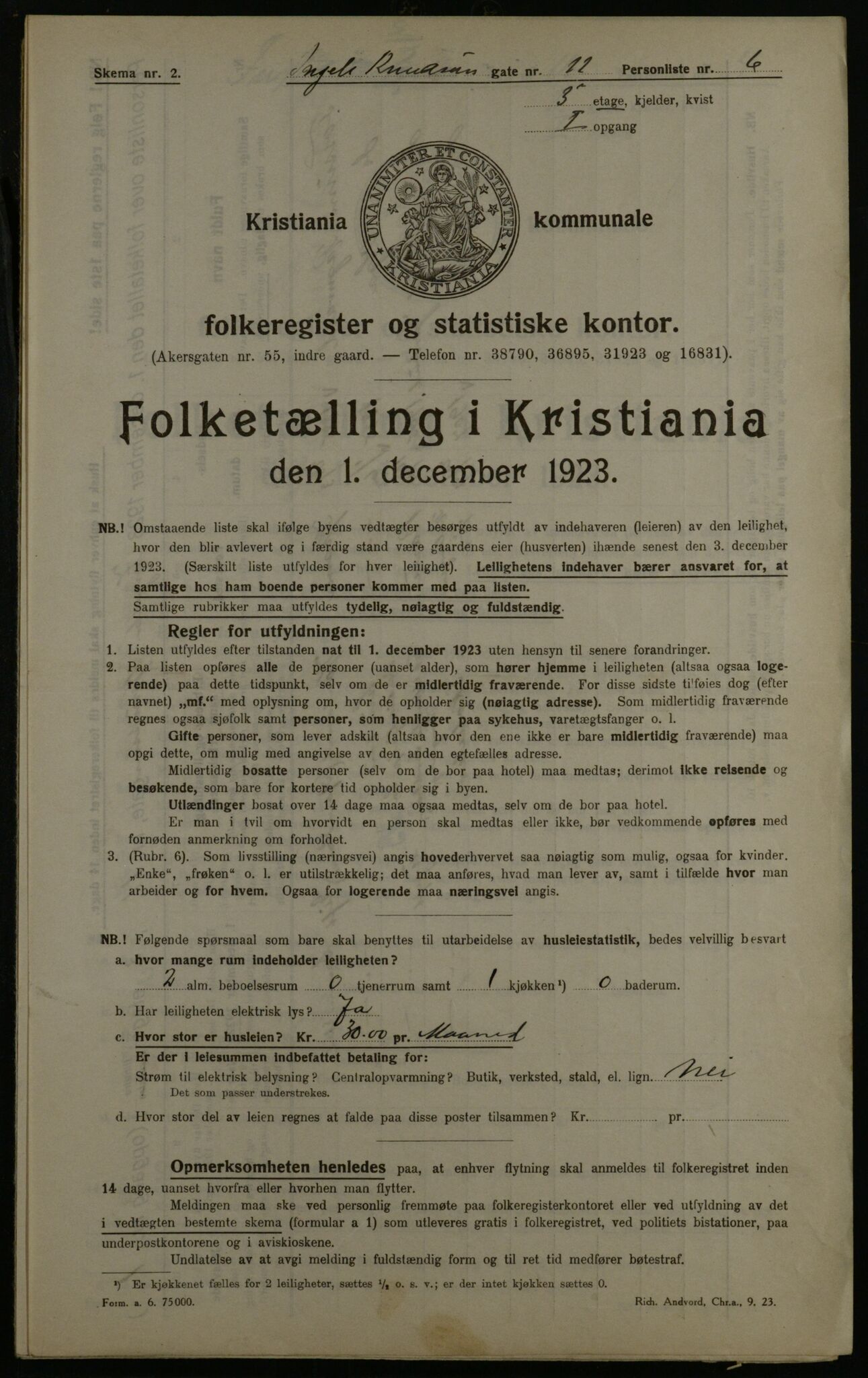 OBA, Municipal Census 1923 for Kristiania, 1923, p. 49058