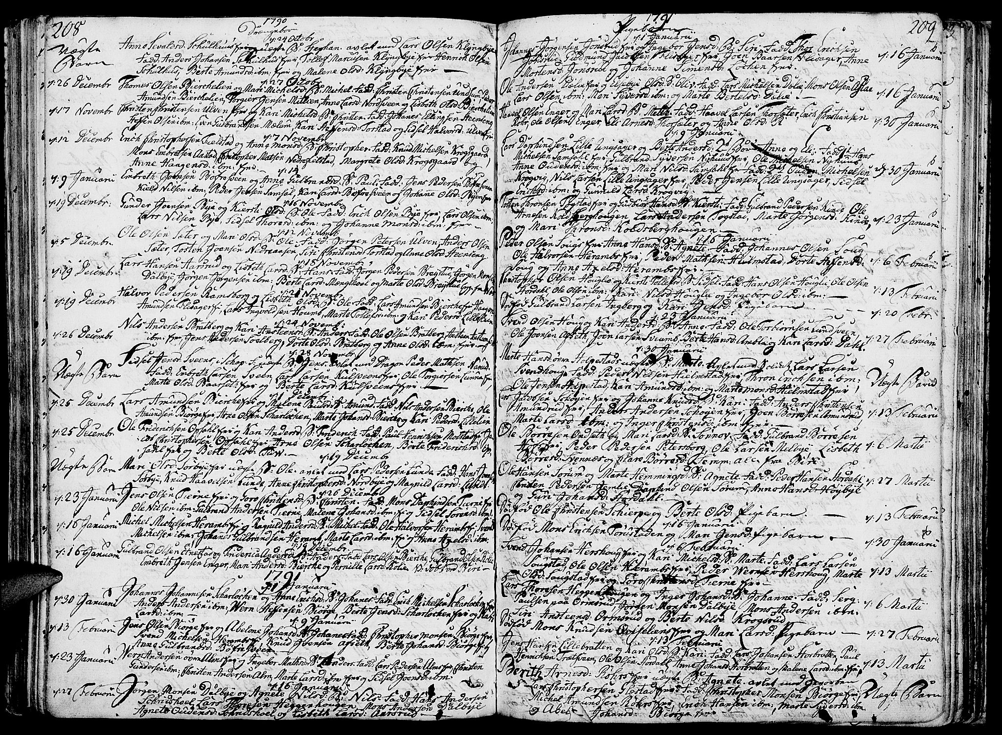 Ringsaker prestekontor, SAH/PREST-014/K/Ka/L0003: Parish register (official) no. 3, 1775-1798, p. 208-209