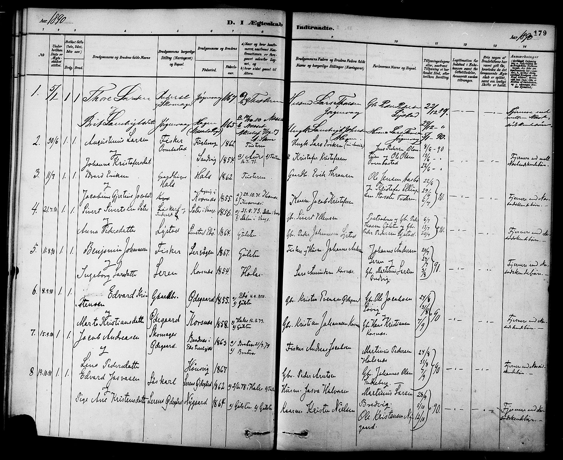 Ministerialprotokoller, klokkerbøker og fødselsregistre - Møre og Romsdal, SAT/A-1454/577/L0896: Parish register (official) no. 577A03, 1880-1898, p. 179