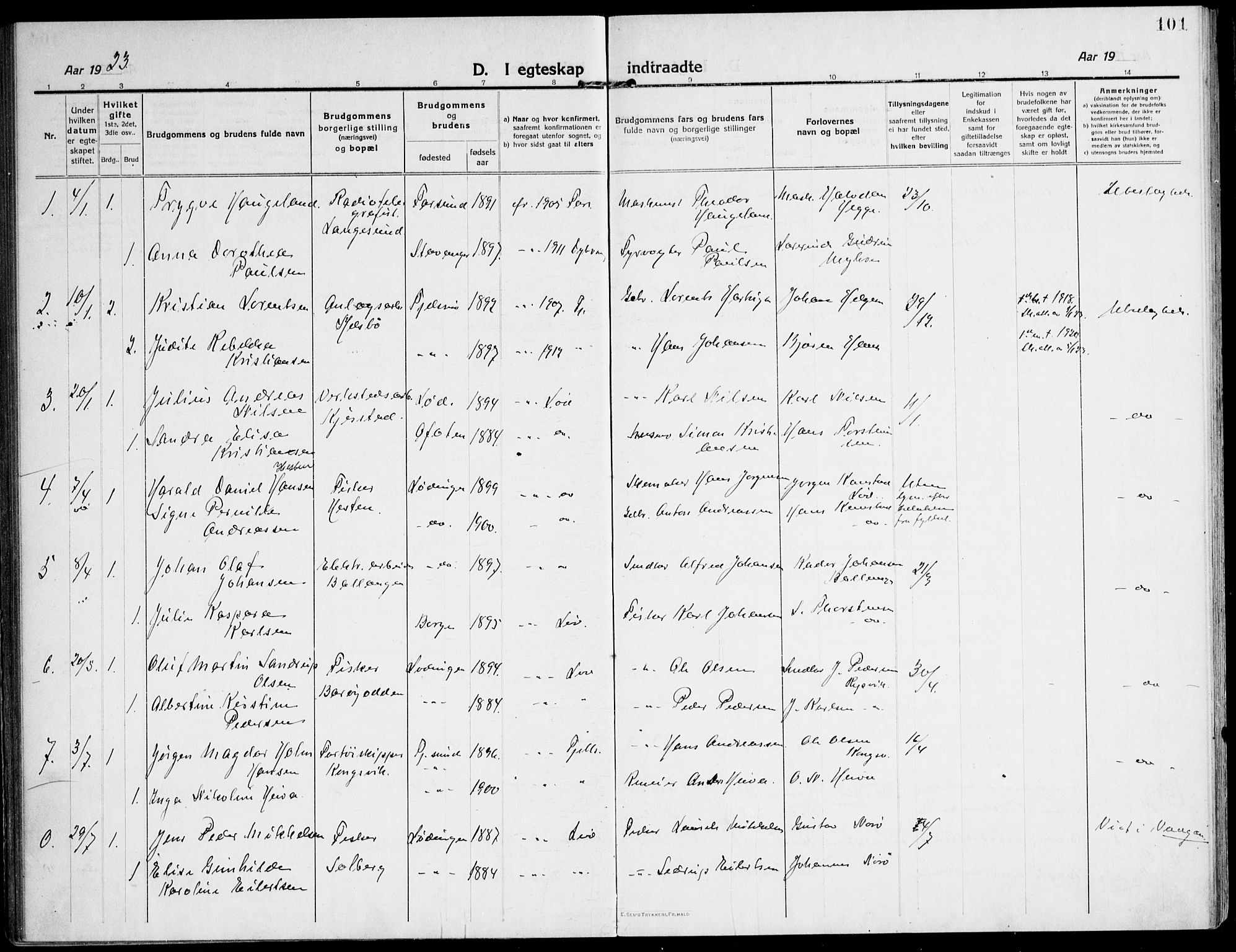 Ministerialprotokoller, klokkerbøker og fødselsregistre - Nordland, AV/SAT-A-1459/872/L1037: Parish register (official) no. 872A12, 1914-1925, p. 101