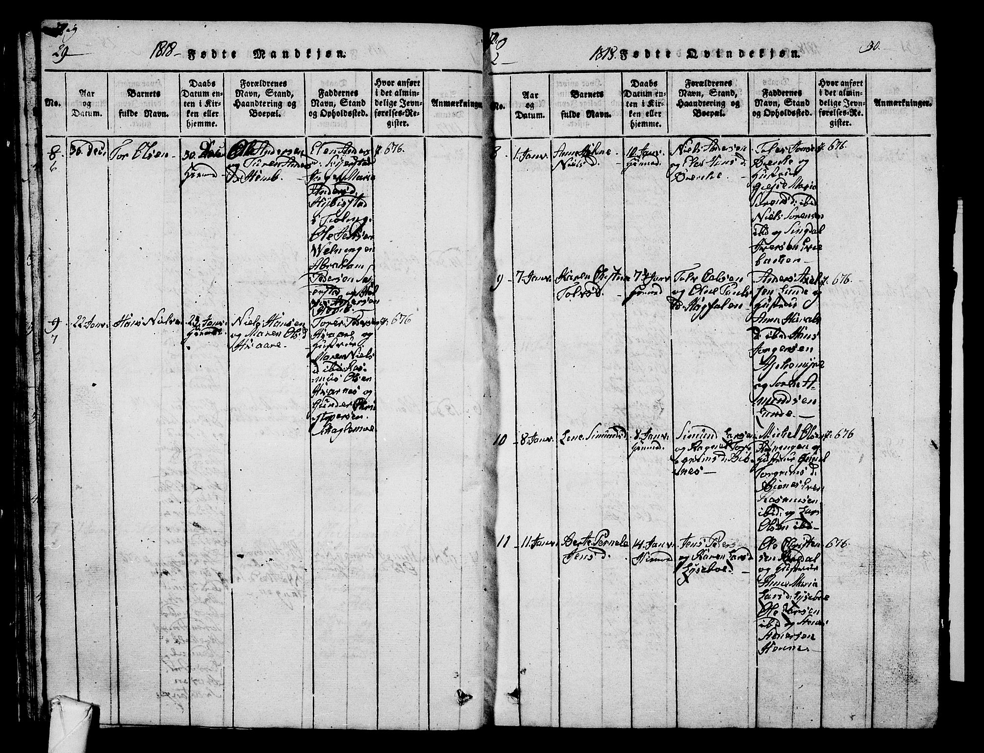 Hedrum kirkebøker, AV/SAKO-A-344/G/Ga/L0003: Parish register (copy) no. I 3, 1817-1835, p. 29-30