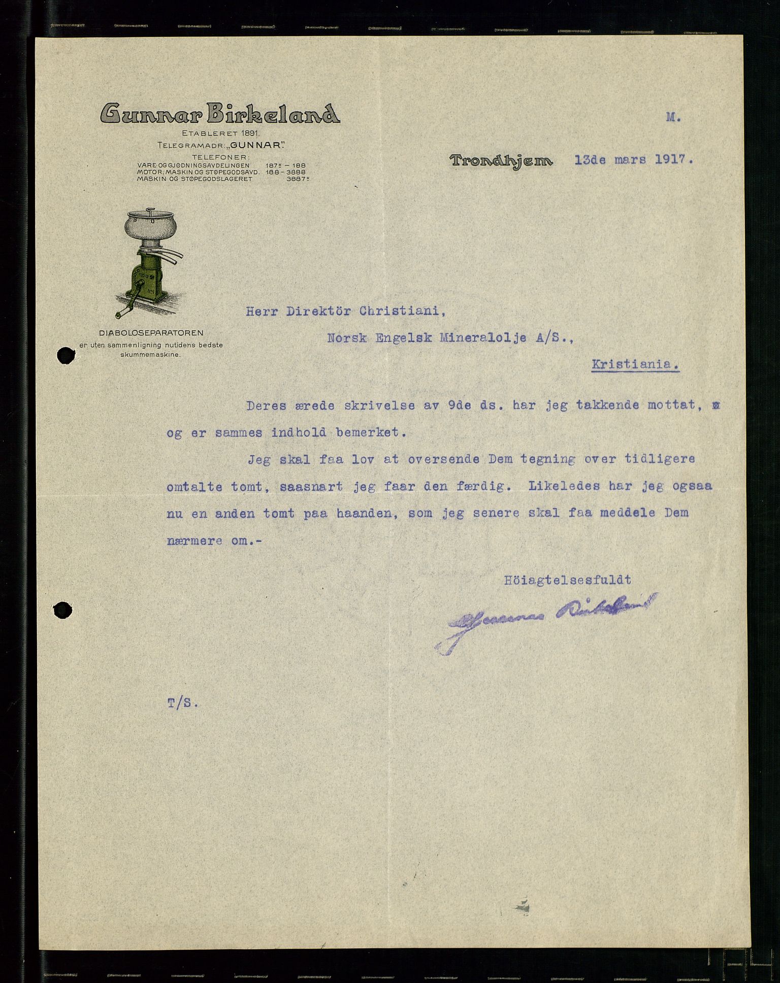 Pa 1521 - A/S Norske Shell, SAST/A-101915/E/Ea/Eaa/L0001: Sjefskorrespondanse, 1917, p. 696