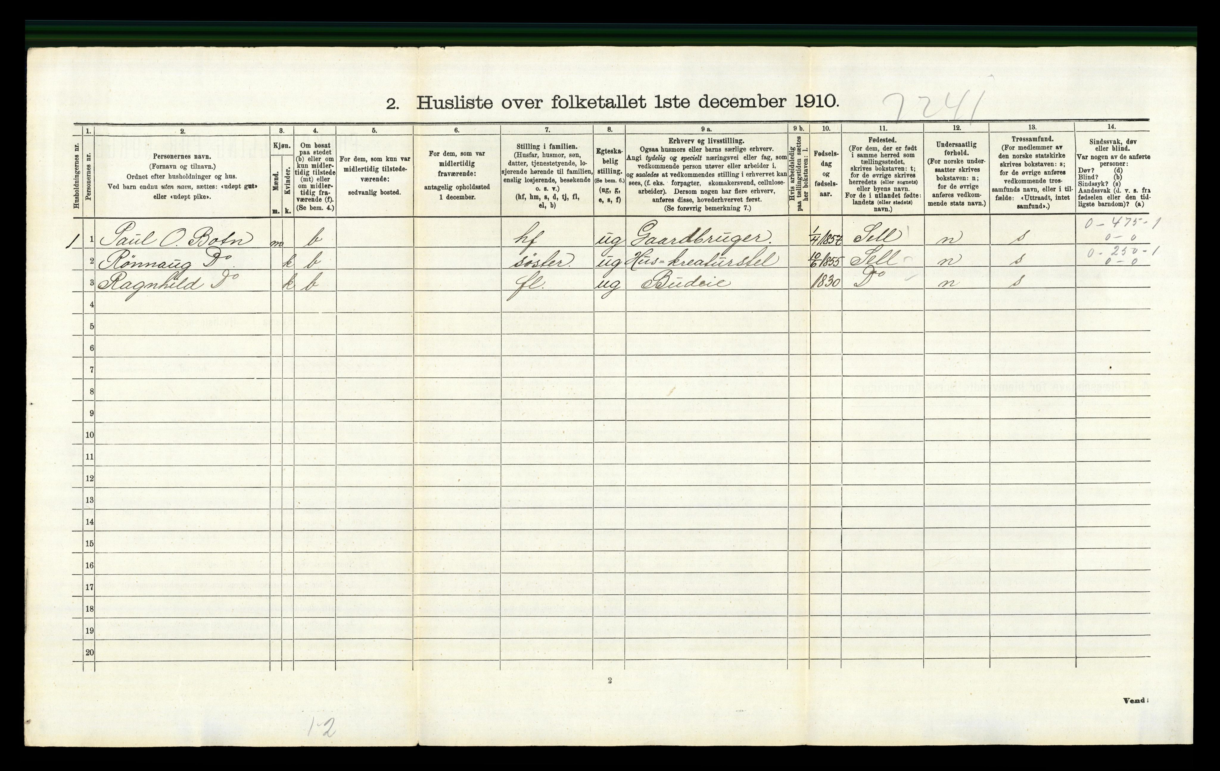 RA, 1910 census for Nord-Fron, 1910, p. 1361