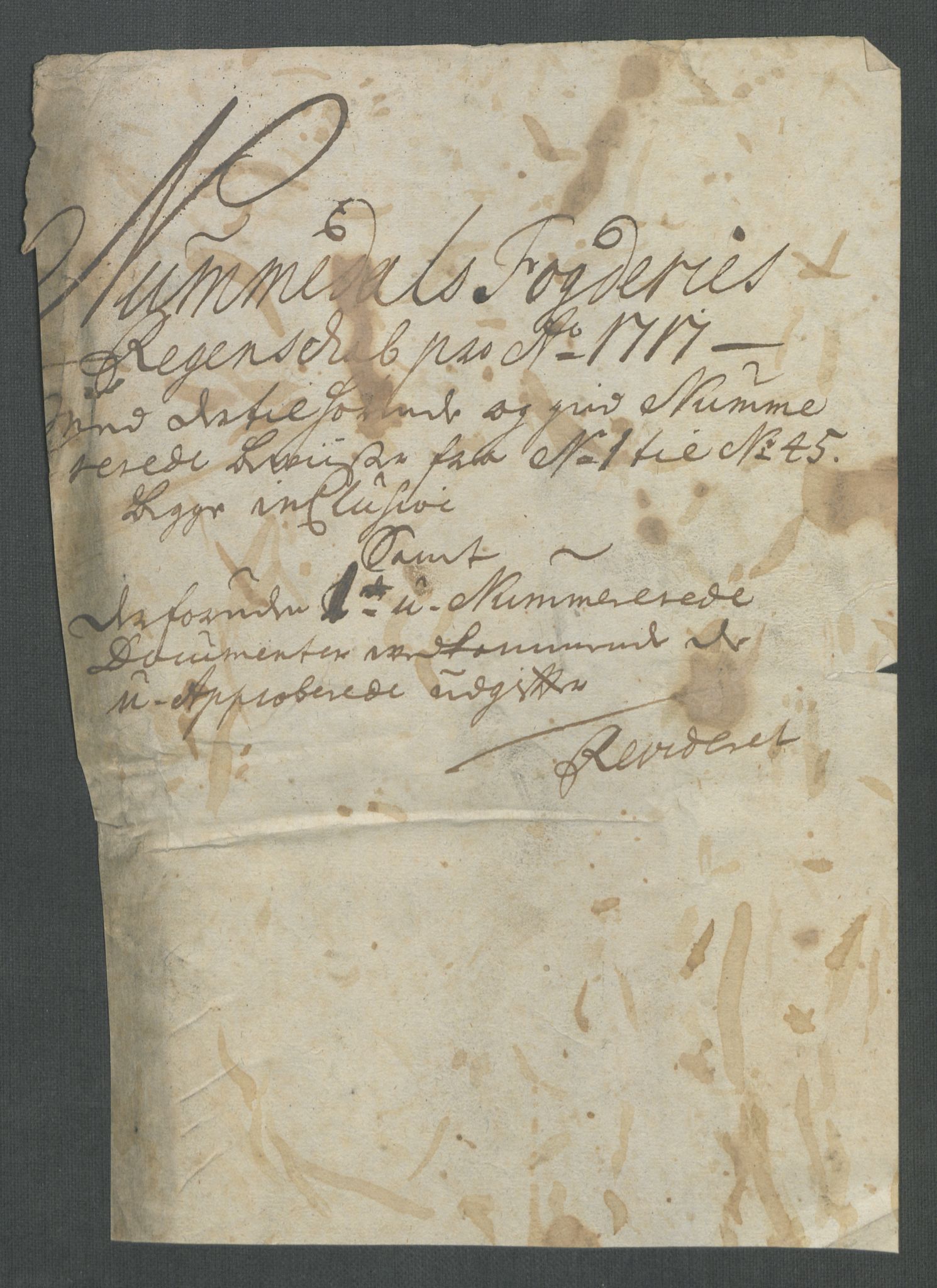 Rentekammeret inntil 1814, Reviderte regnskaper, Fogderegnskap, AV/RA-EA-4092/R64/L4438: Fogderegnskap Namdal, 1717, p. 3