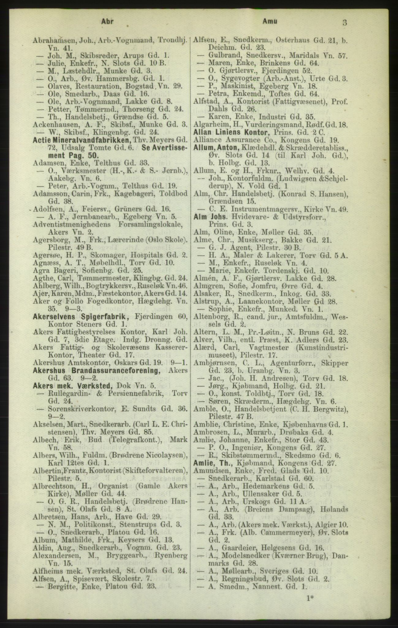 Kristiania/Oslo adressebok, PUBL/-, 1882, p. 3