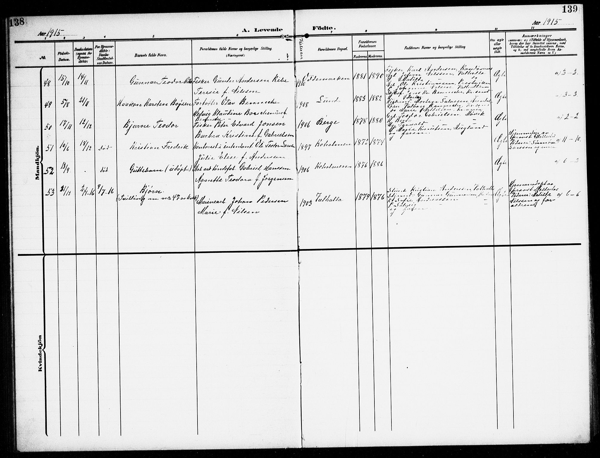 Oddernes sokneprestkontor, AV/SAK-1111-0033/F/Fb/Fba/L0010: Parish register (copy) no. B 10, 1907-1941, p. 138-139