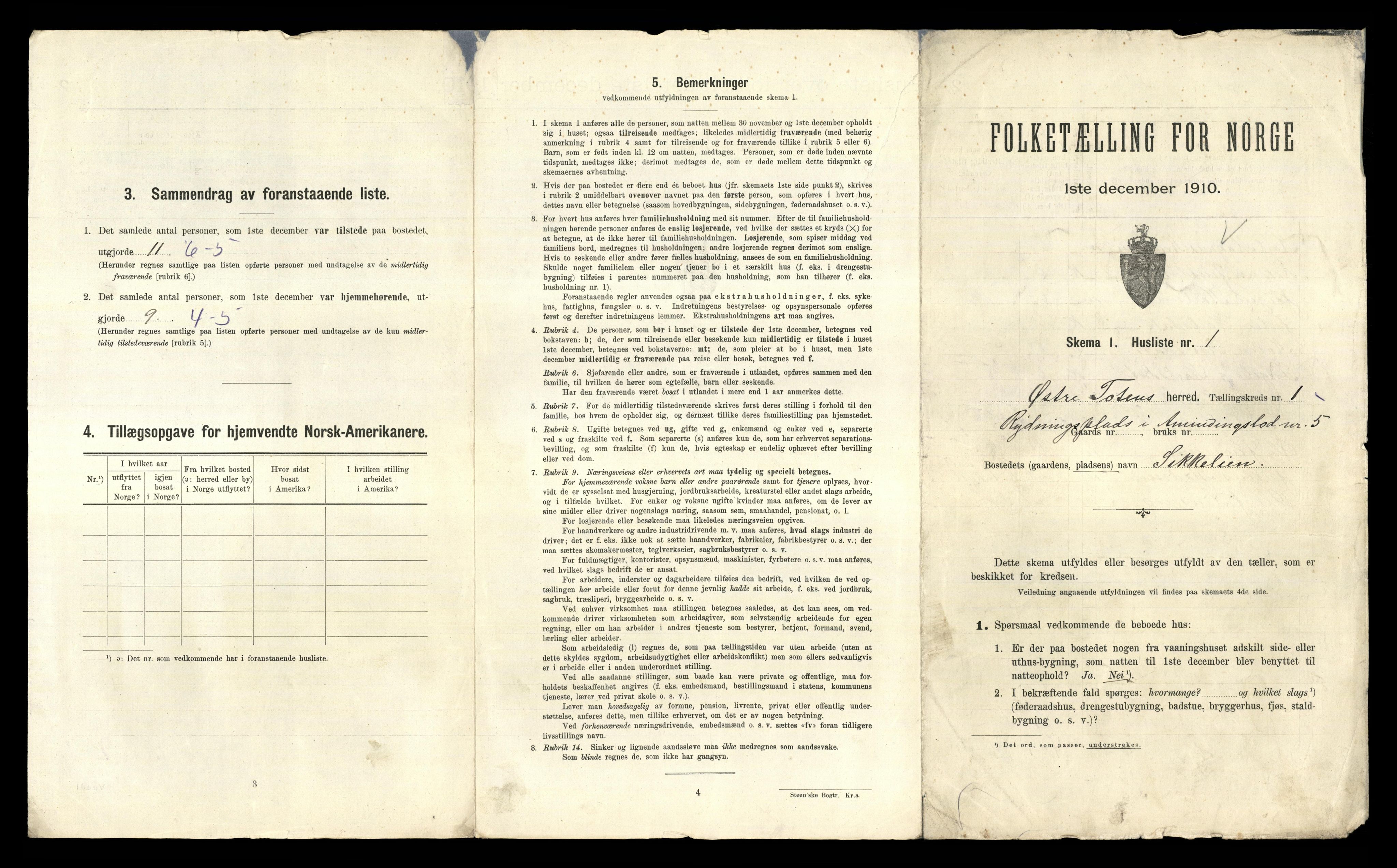 RA, 1910 census for Østre Toten, 1910, p. 67