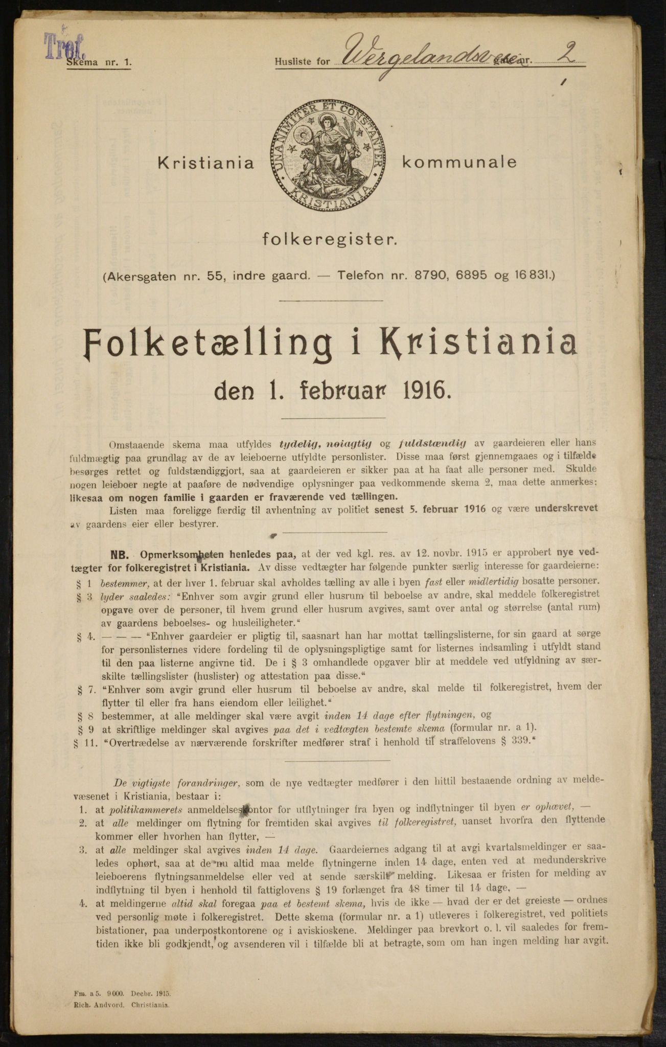 OBA, Municipal Census 1916 for Kristiania, 1916, p. 131424