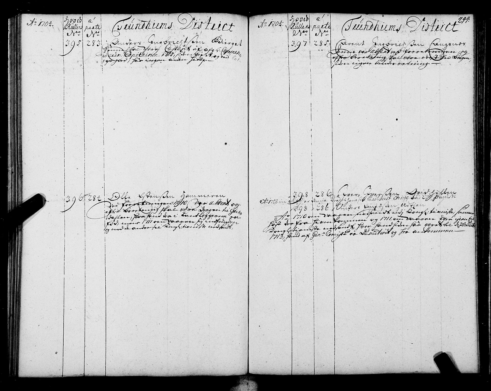 Sjøinnrulleringen - Trondhjemske distrikt, AV/SAT-A-5121/01/L0004: Ruller over sjøfolk i Trondhjem by, 1704-1710, p. 244