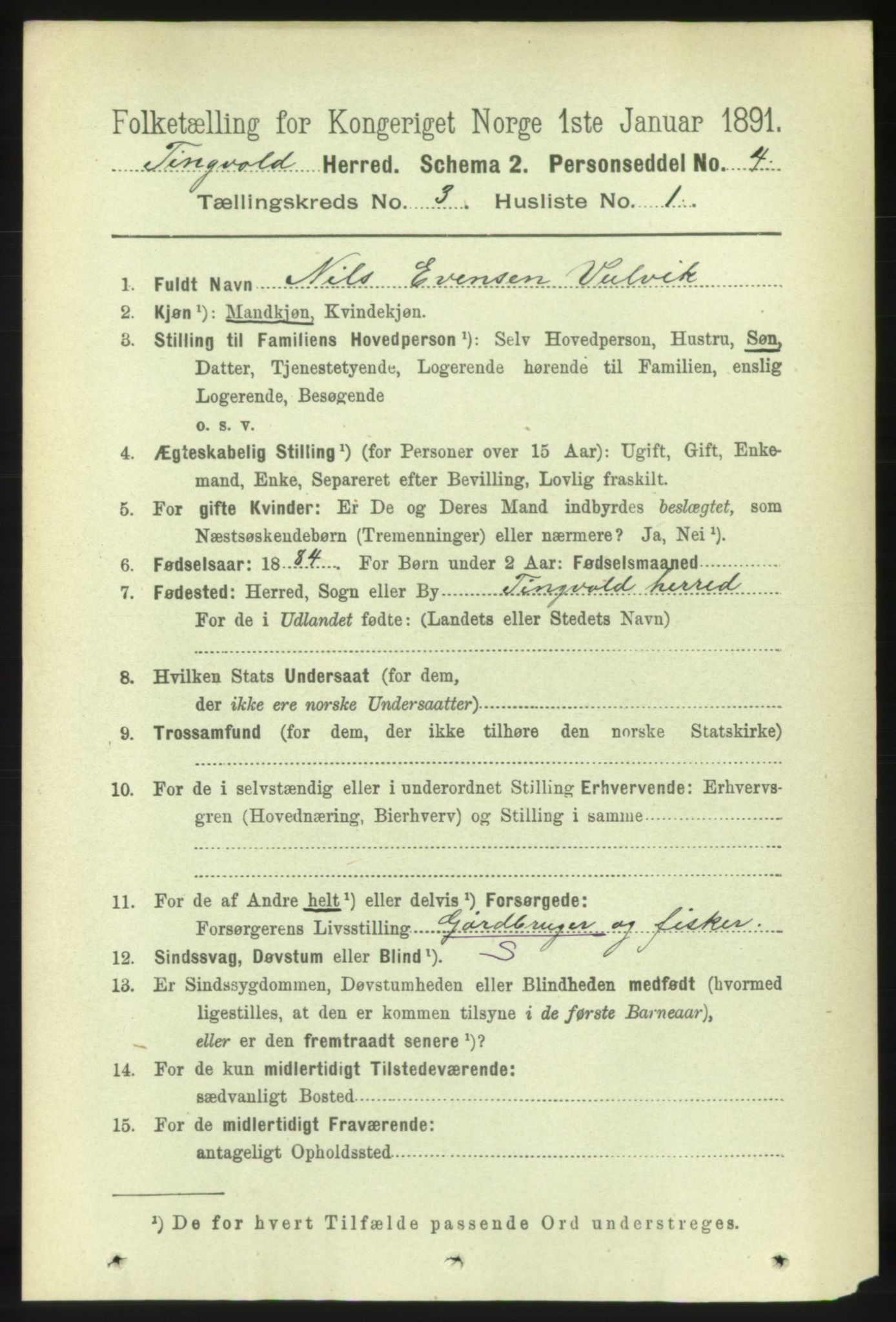 RA, 1891 census for 1560 Tingvoll, 1891, p. 991