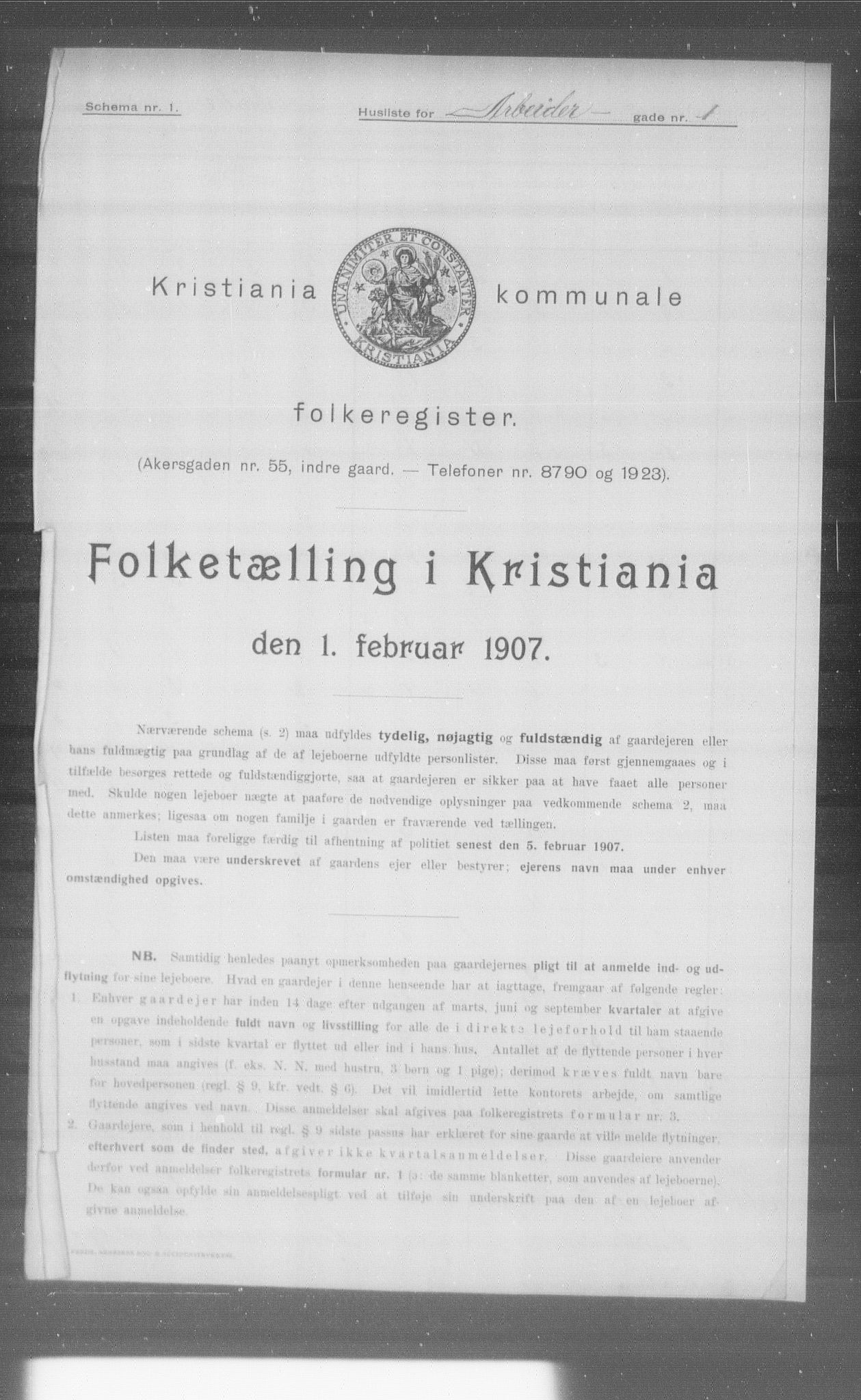 OBA, Municipal Census 1907 for Kristiania, 1907, p. 777