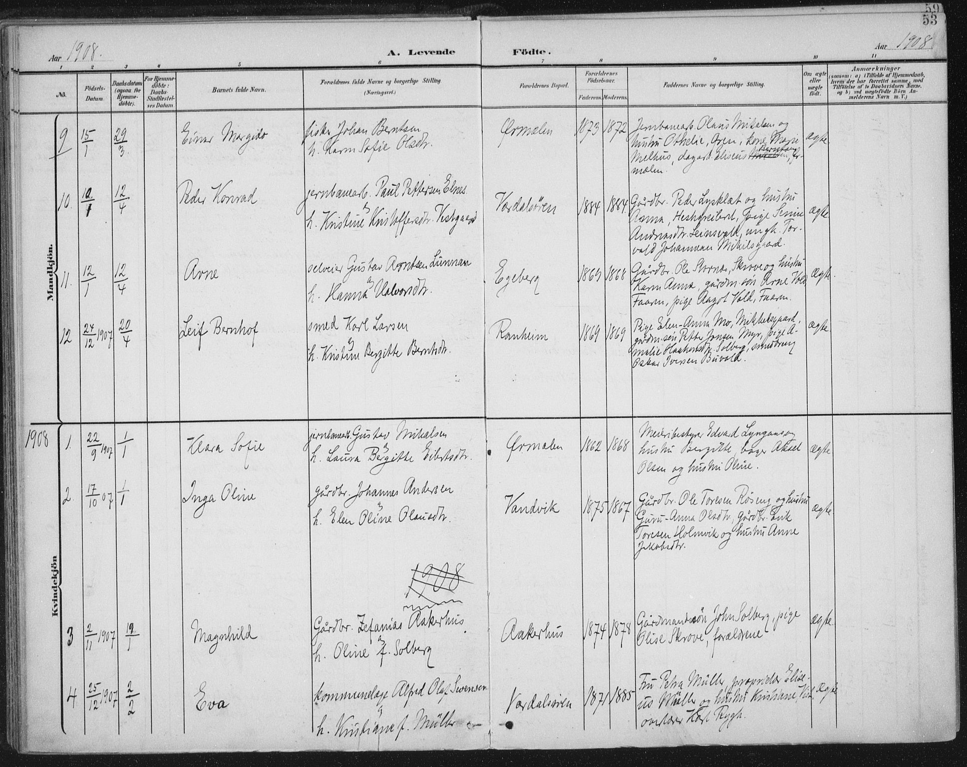Ministerialprotokoller, klokkerbøker og fødselsregistre - Nord-Trøndelag, SAT/A-1458/723/L0246: Parish register (official) no. 723A15, 1900-1917, p. 53