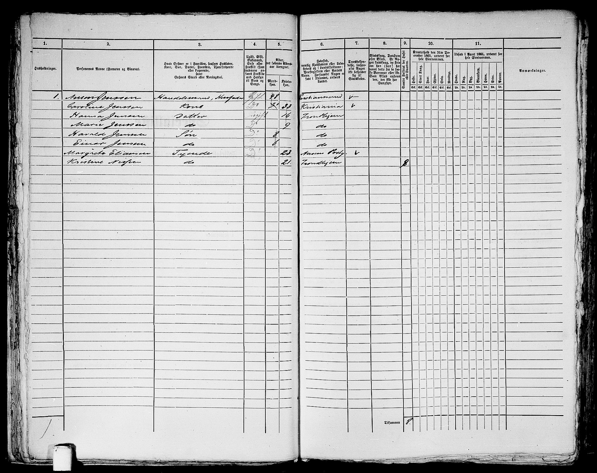 RA, 1865 census for Trondheim, 1865, p. 1098