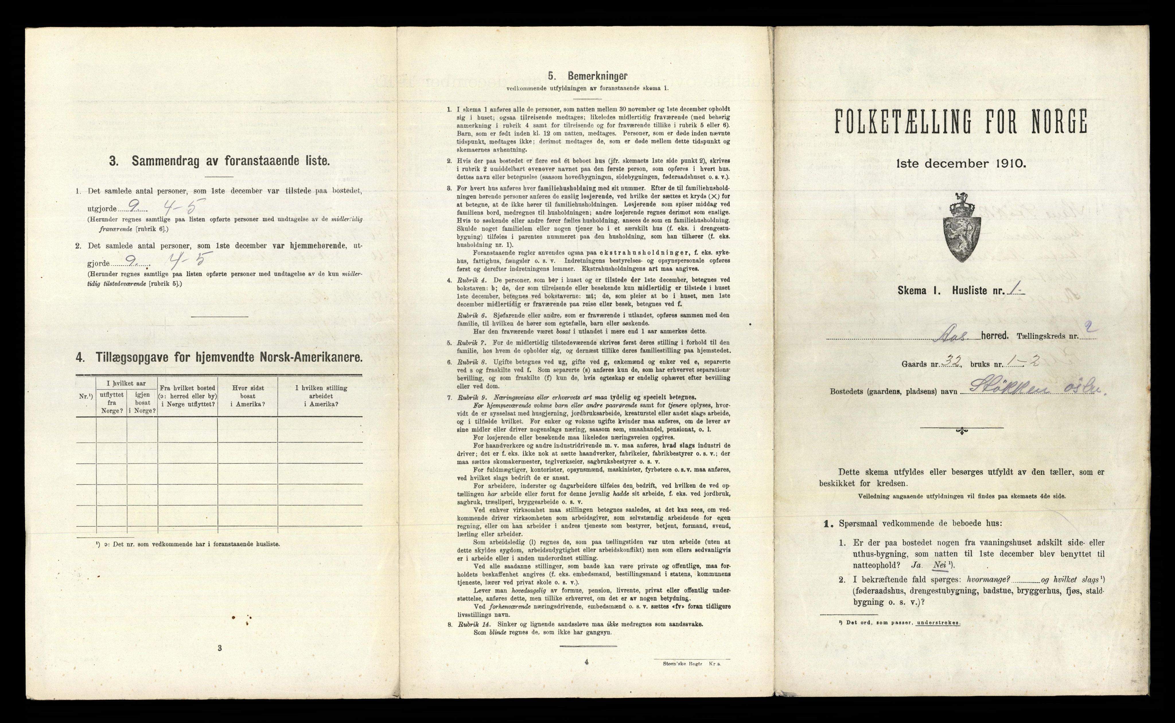 RA, 1910 census for Ås, 1910, p. 195