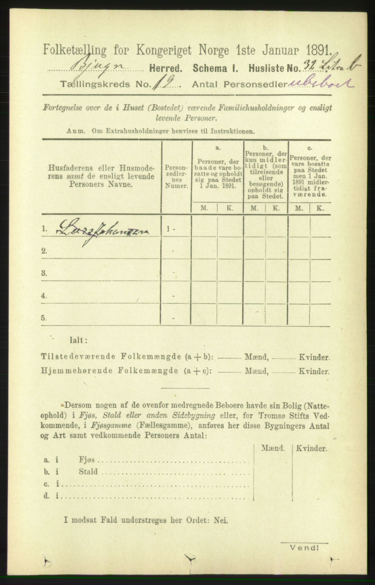 RA, 1891 census for 1627 Bjugn, 1891, p. 5082