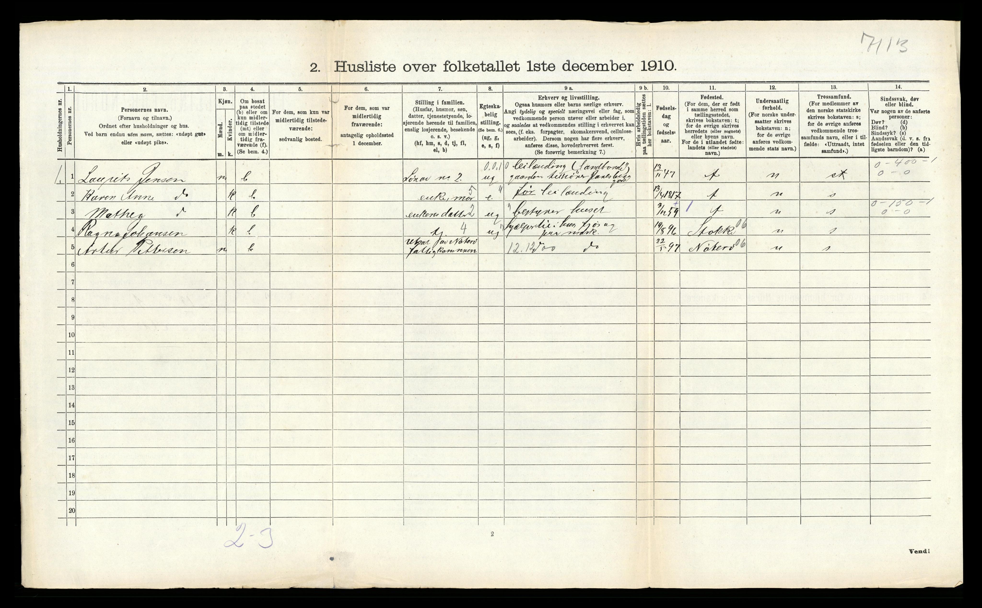 RA, 1910 census for Sem, 1910, p. 533