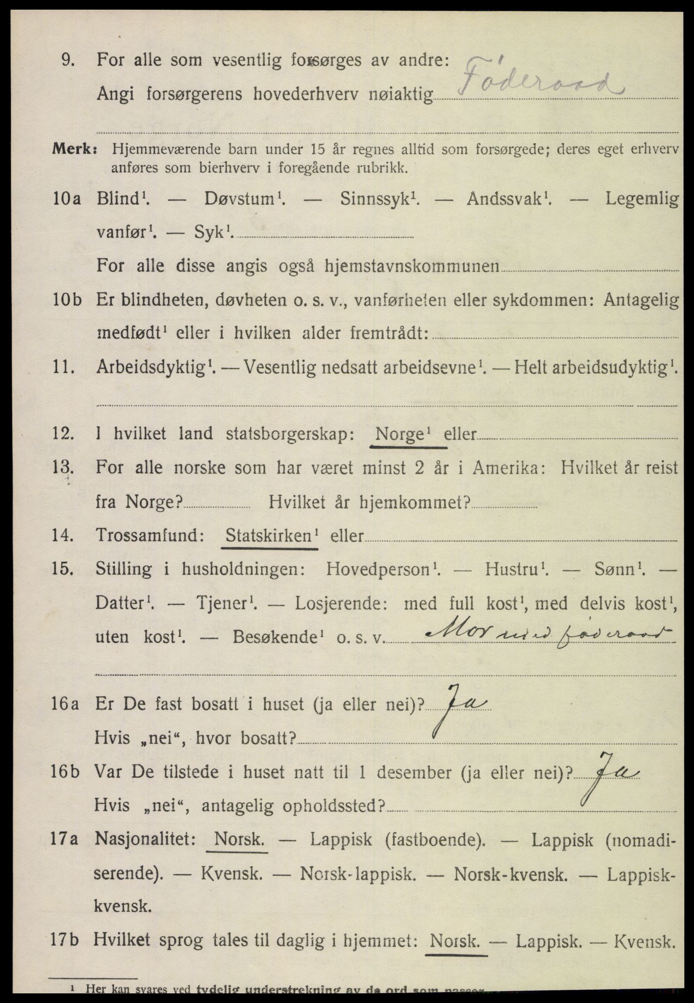 SAT, 1920 census for Snåsa, 1920, p. 1237