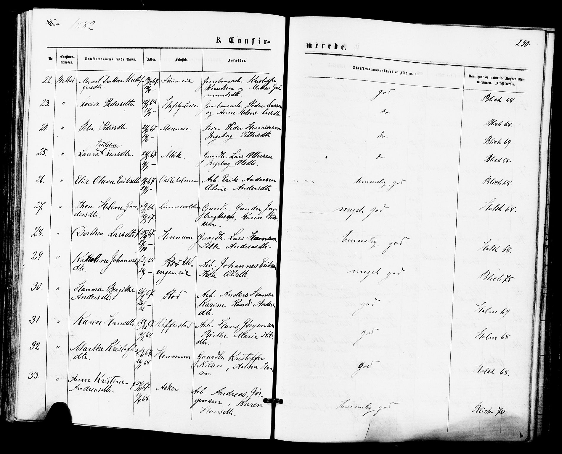 Lier kirkebøker, AV/SAKO-A-230/F/Fa/L0014: Parish register (official) no. I 14, 1875-1882, p. 290