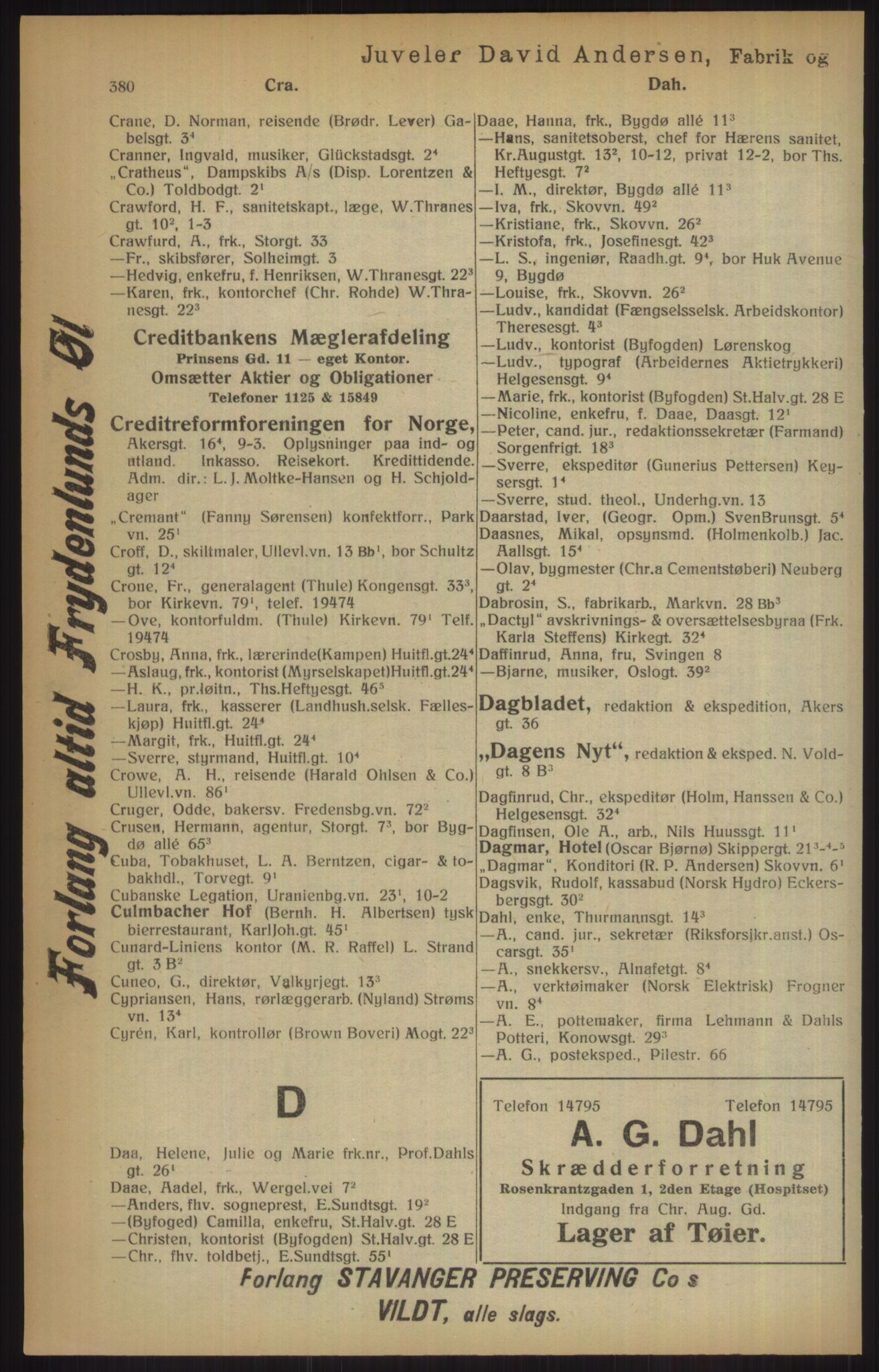 Kristiania/Oslo adressebok, PUBL/-, 1915, p. 380