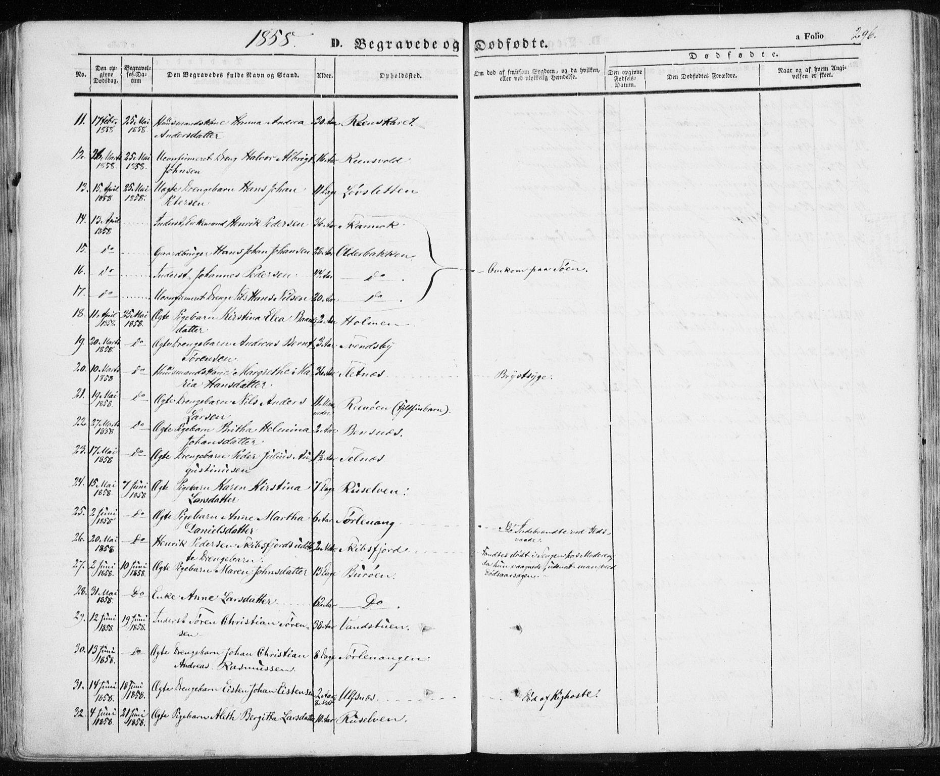 Karlsøy sokneprestembete, AV/SATØ-S-1299/H/Ha/Haa/L0003kirke: Parish register (official) no. 3, 1843-1860, p. 296