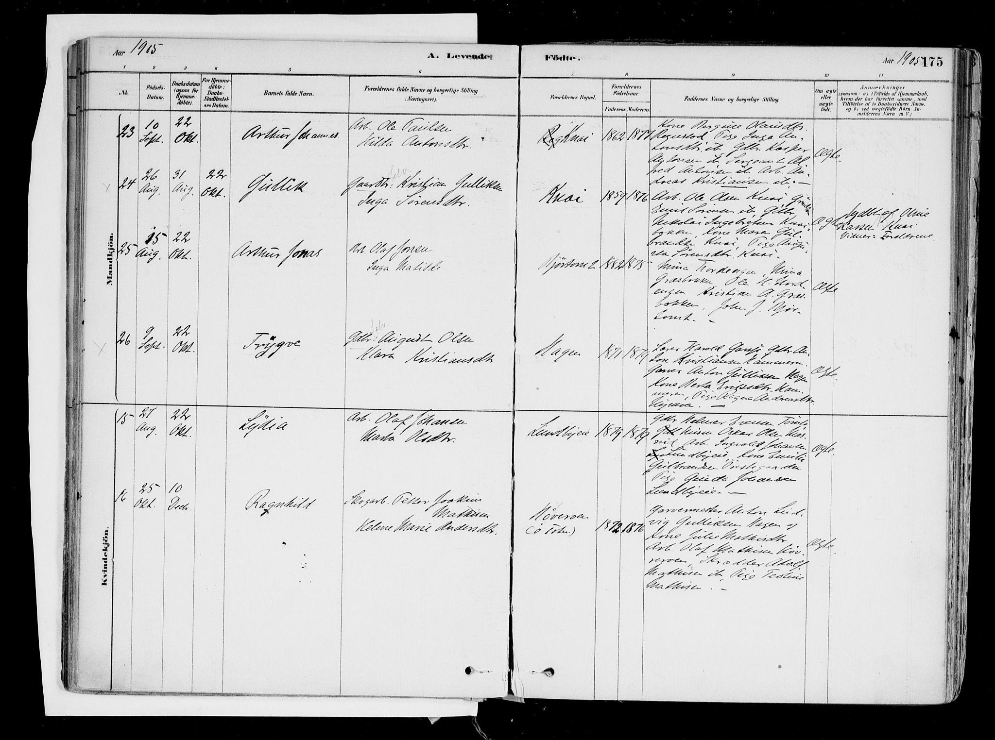 Hurdal prestekontor Kirkebøker, AV/SAO-A-10889/F/Fa/L0007: Parish register (official) no. I 7, 1878-1906, p. 175