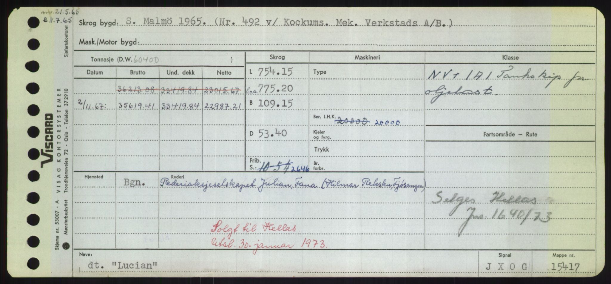 Sjøfartsdirektoratet med forløpere, Skipsmålingen, RA/S-1627/H/Hd/L0023: Fartøy, Lia-Løv, p. 381